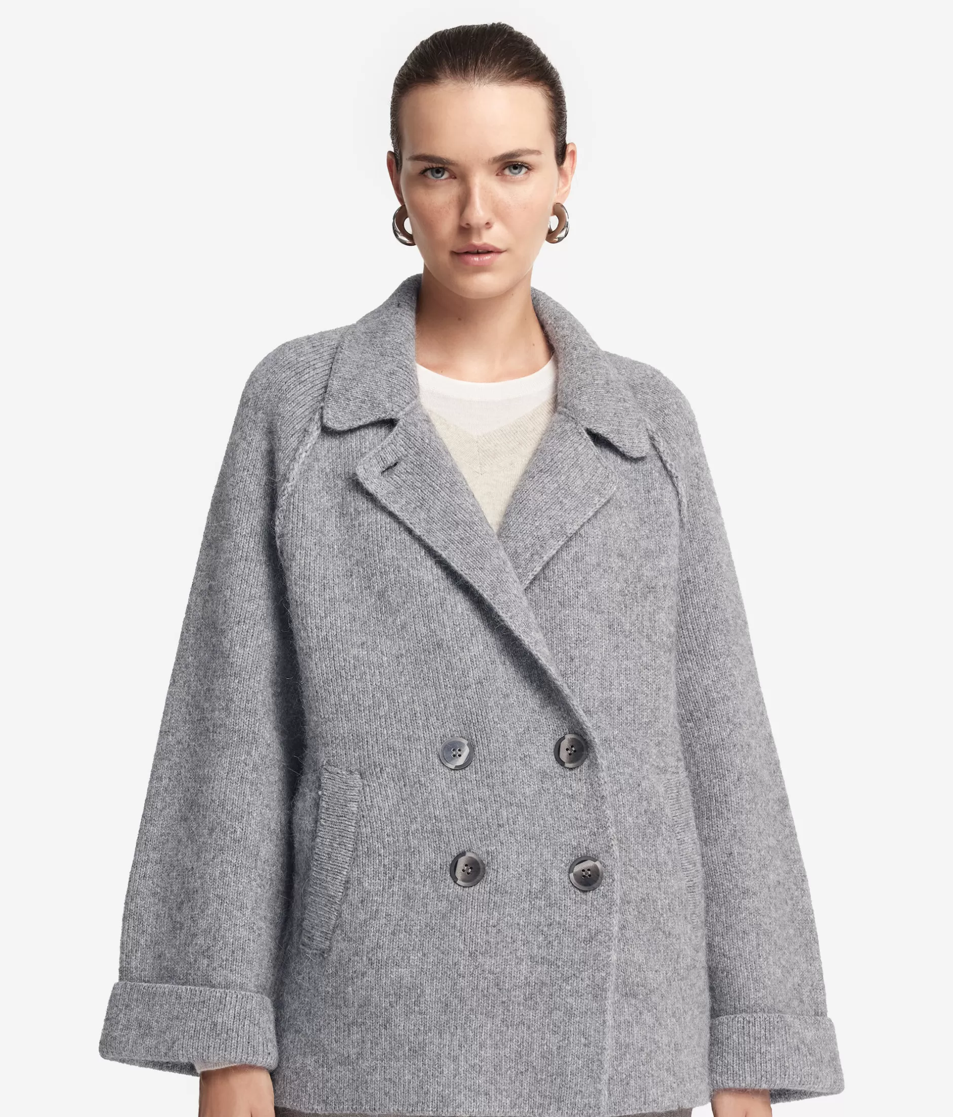 Best Sale Falconeri Alpaca Wool Double-breasted Coat grey -8027 - grey