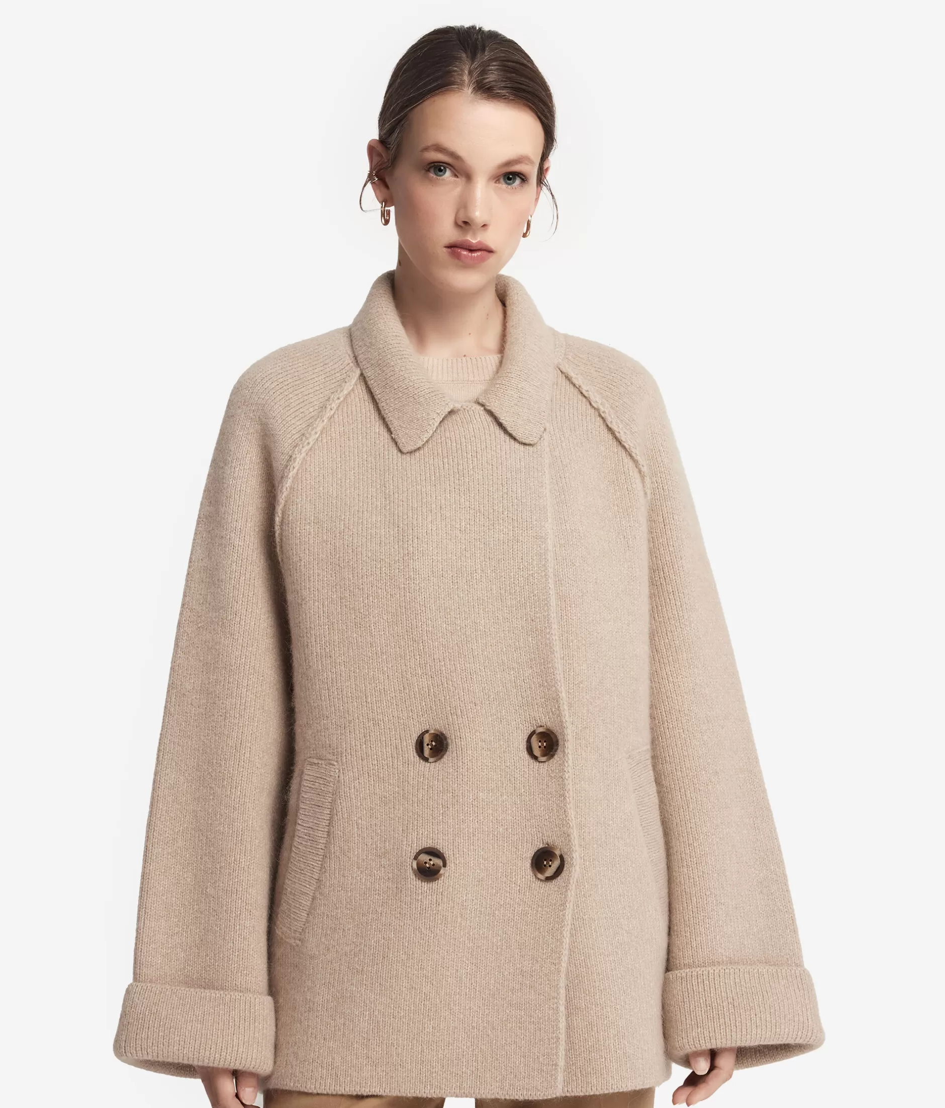 Hot Falconeri Alpaca Wool Double-breasted Coat natural -9673 - beige