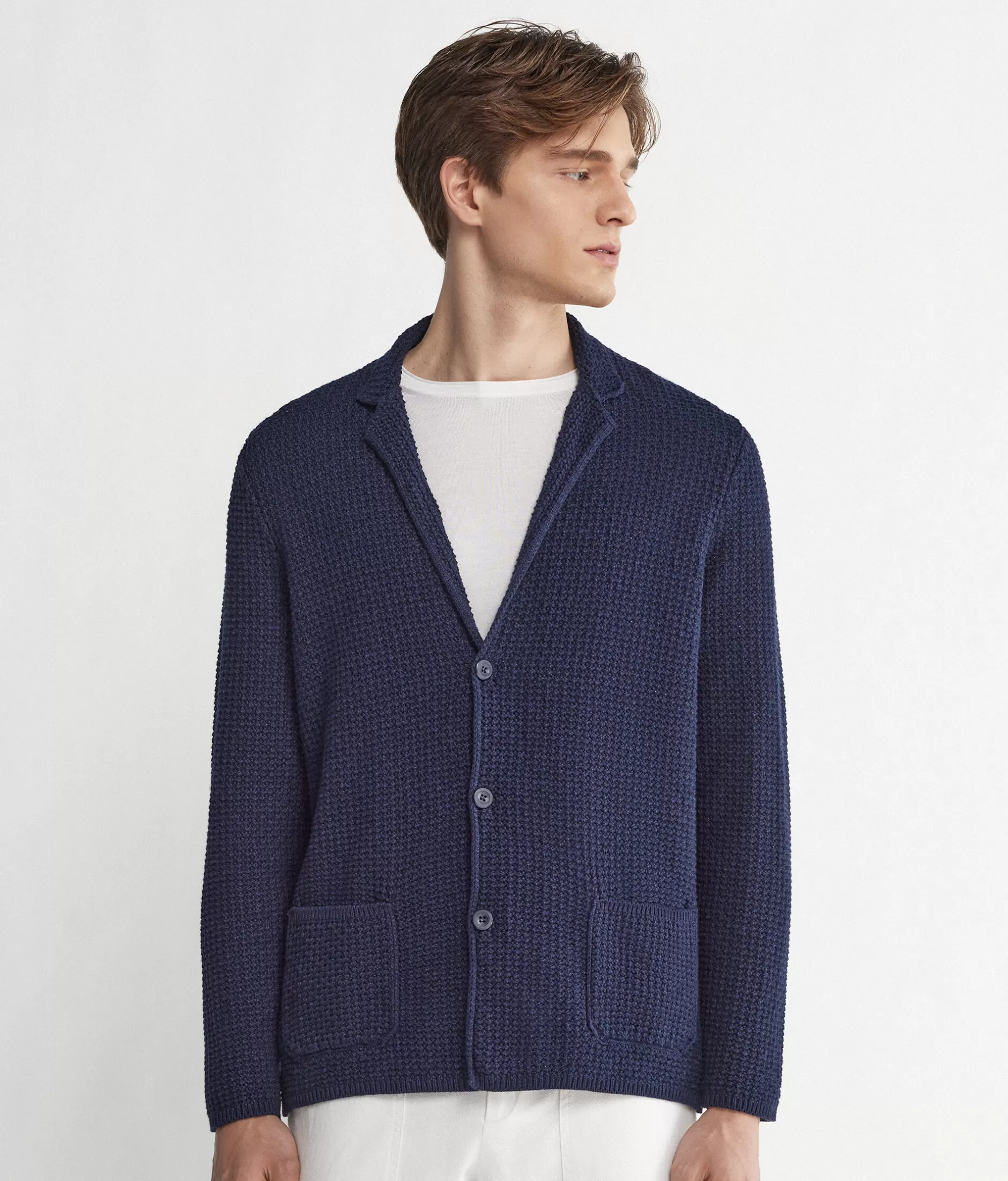 Outlet Falconeri Basket Knit Jacket blue -8019 - blue