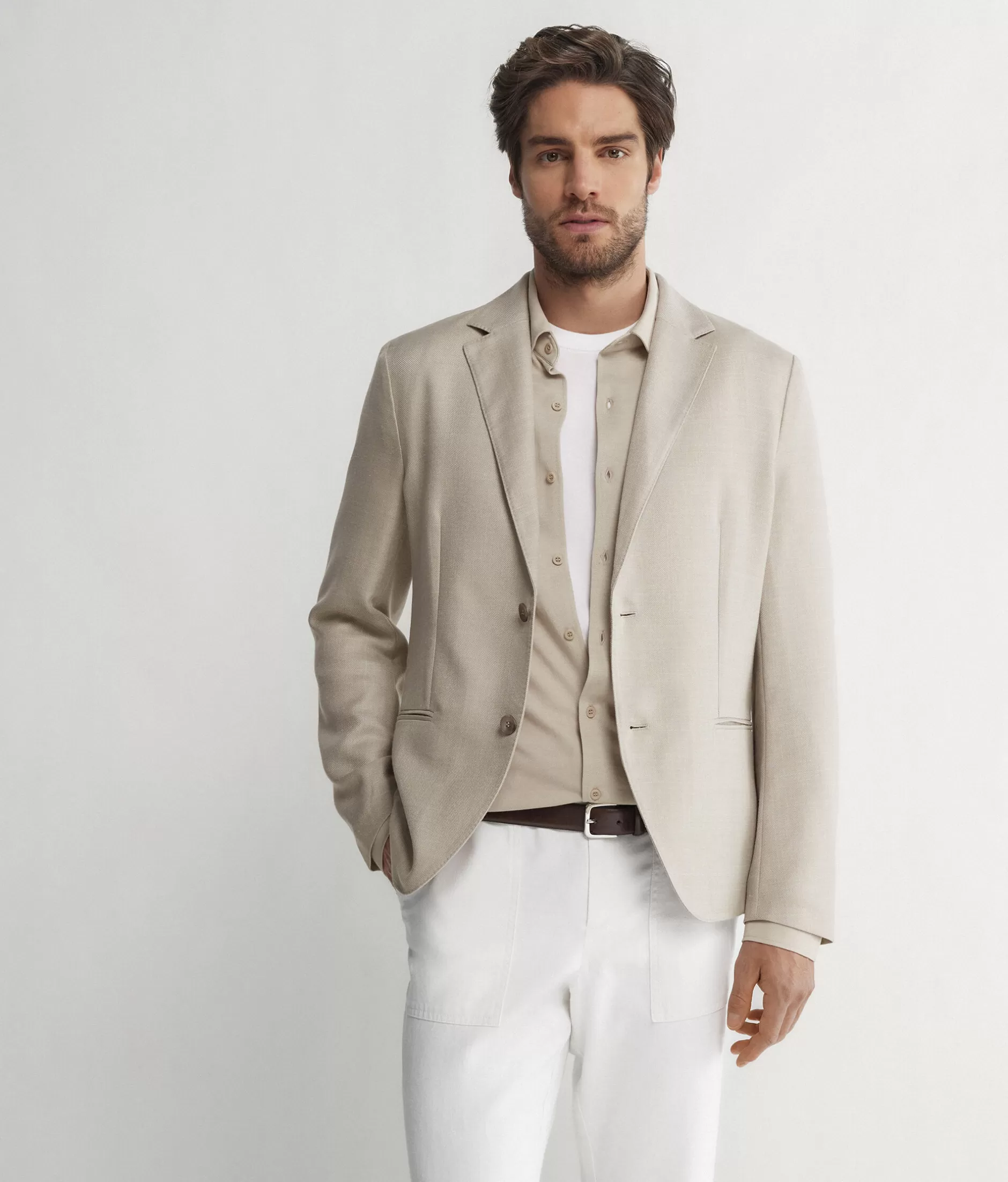 Shop Falconeri Cashmere And Silk Jacket natural -8111 - sand-colored beige