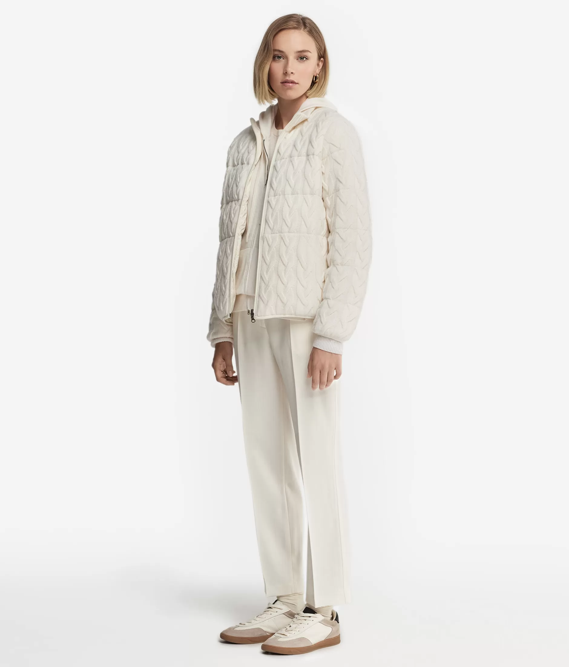 Sale Falconeri Cashmere Cable-Knit Stitch Reversible Short Quilted Jacket white -8005 - bow