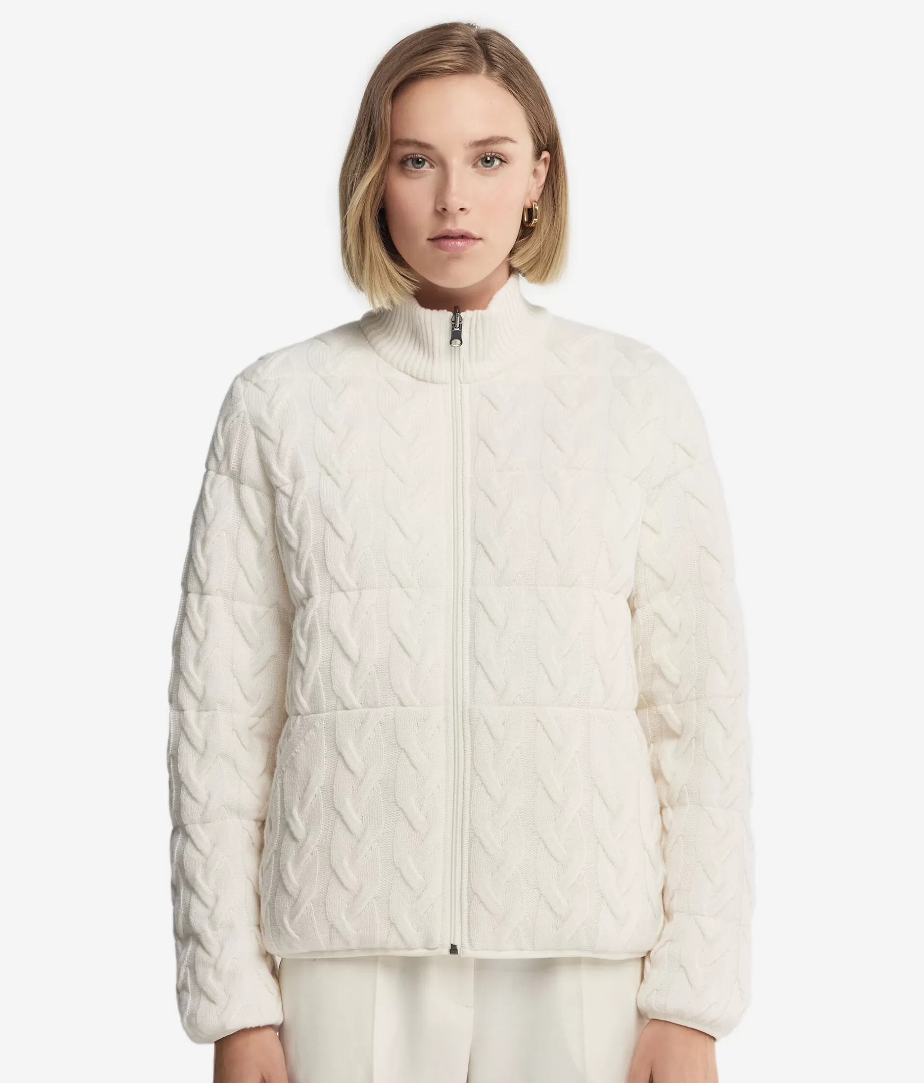 Sale Falconeri Cashmere Cable-Knit Stitch Reversible Short Quilted Jacket white -8005 - bow