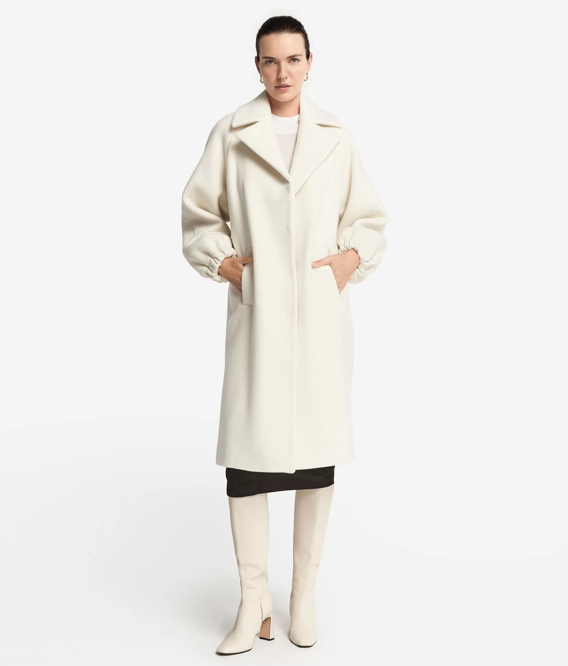 Hot Falconeri Cashmere Coat With Ruffled Sleeves white -8005 - bow