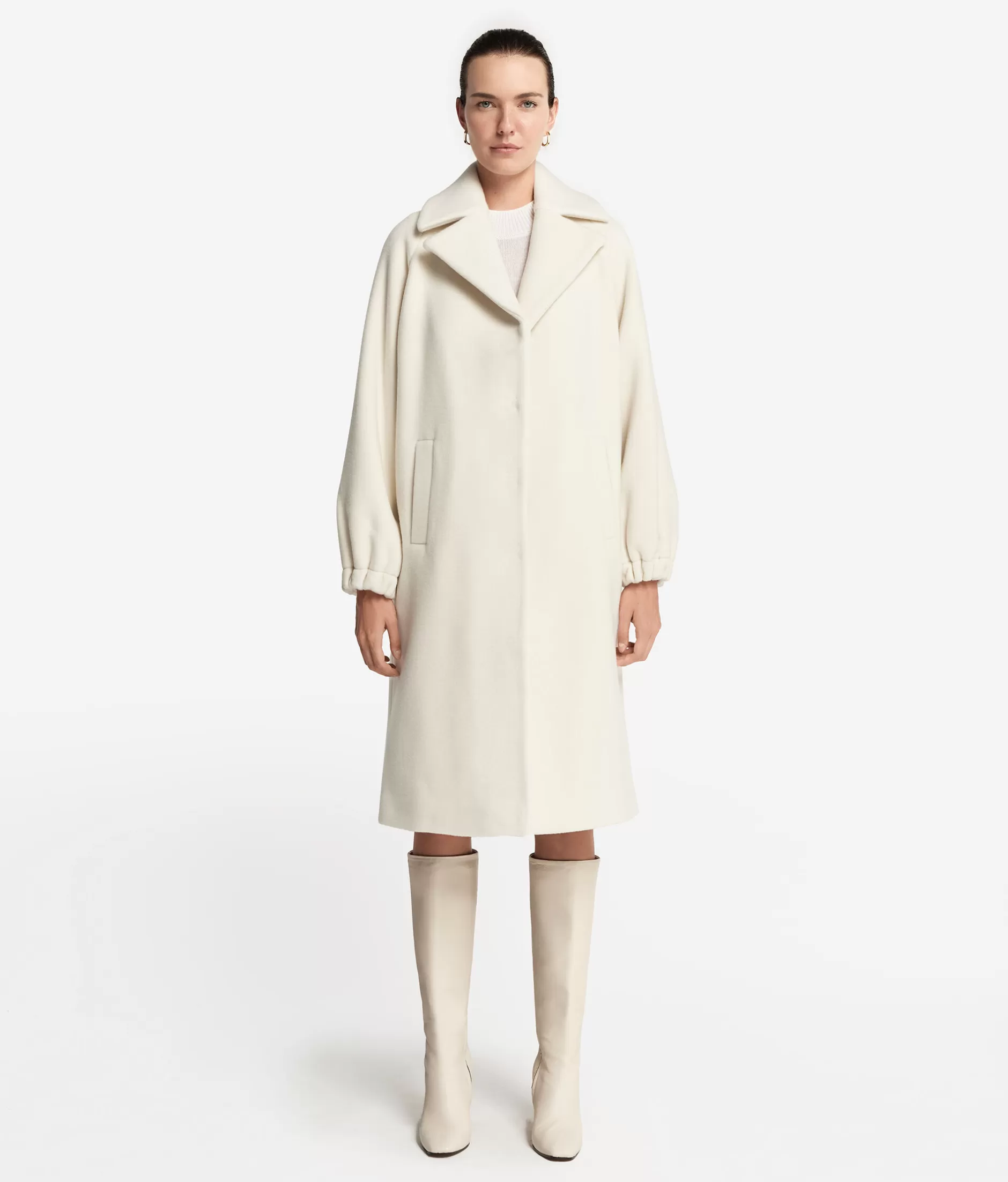 Hot Falconeri Cashmere Coat With Ruffled Sleeves white -8005 - bow