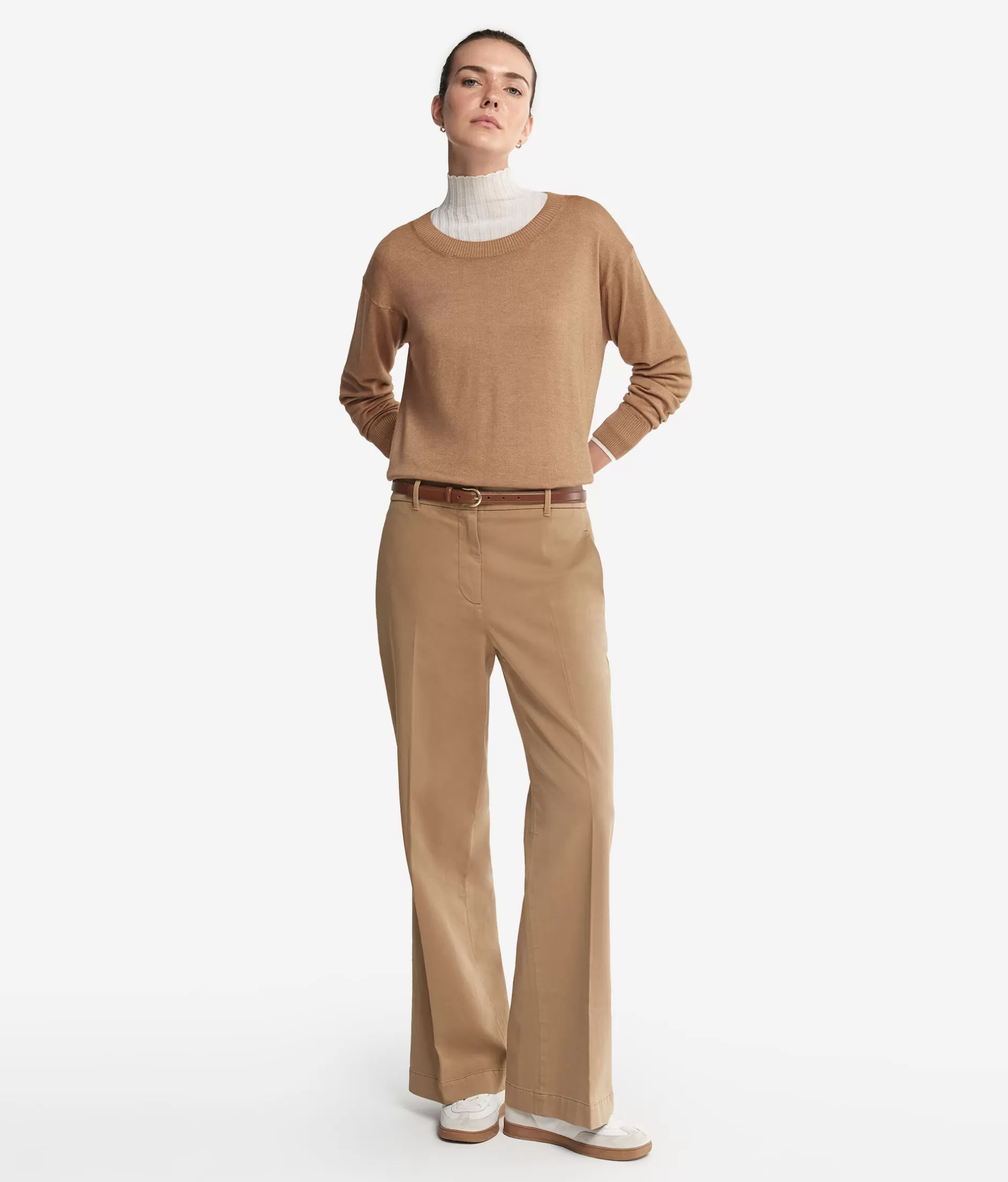 Clearance Falconeri Cashmere Crew Neck Sweater With Slits natural -8712 - garment-dyed light rum