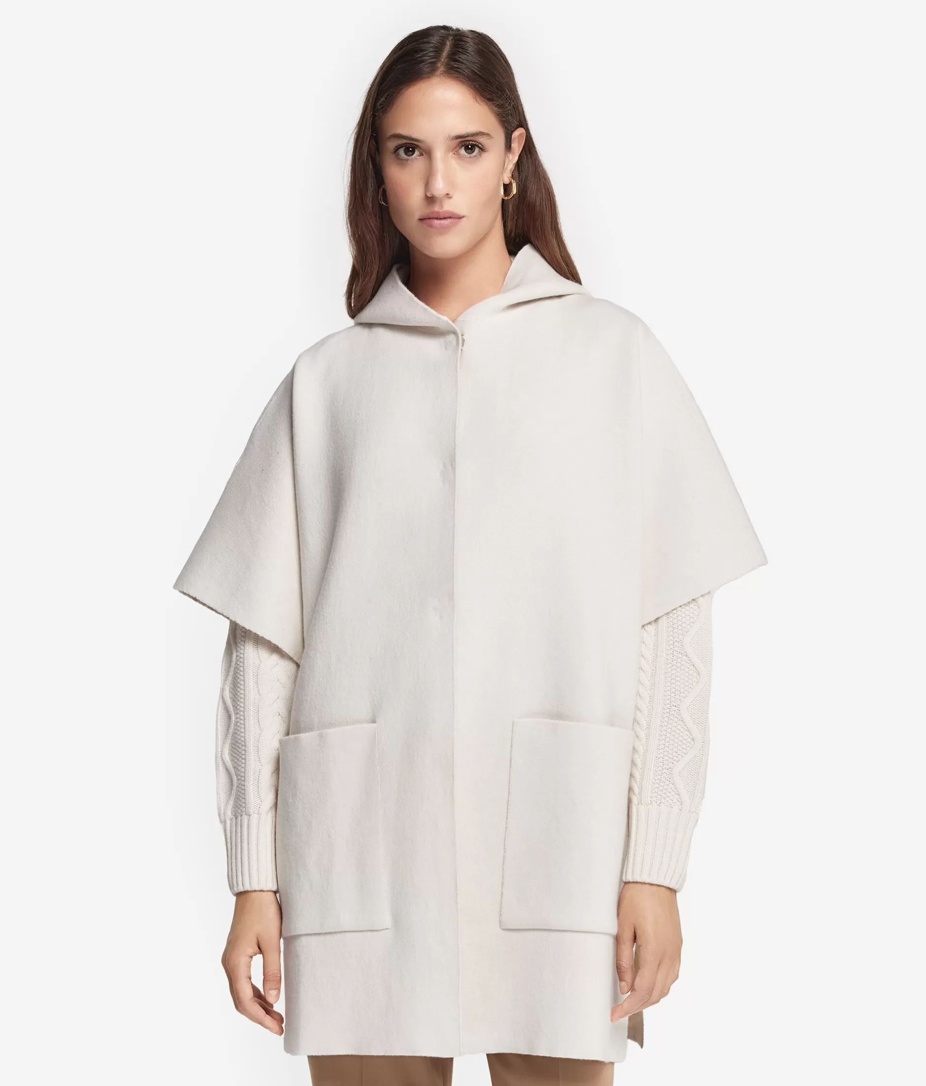 Hot Falconeri Cashmere Hooded Cape natural -9060 - snow/stone