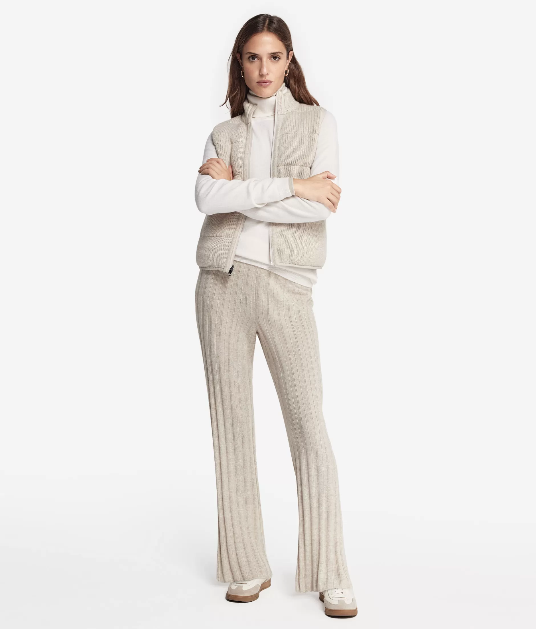 Discount Falconeri Cashmere Ribbed Palazzo Pants natural -8176 - stone