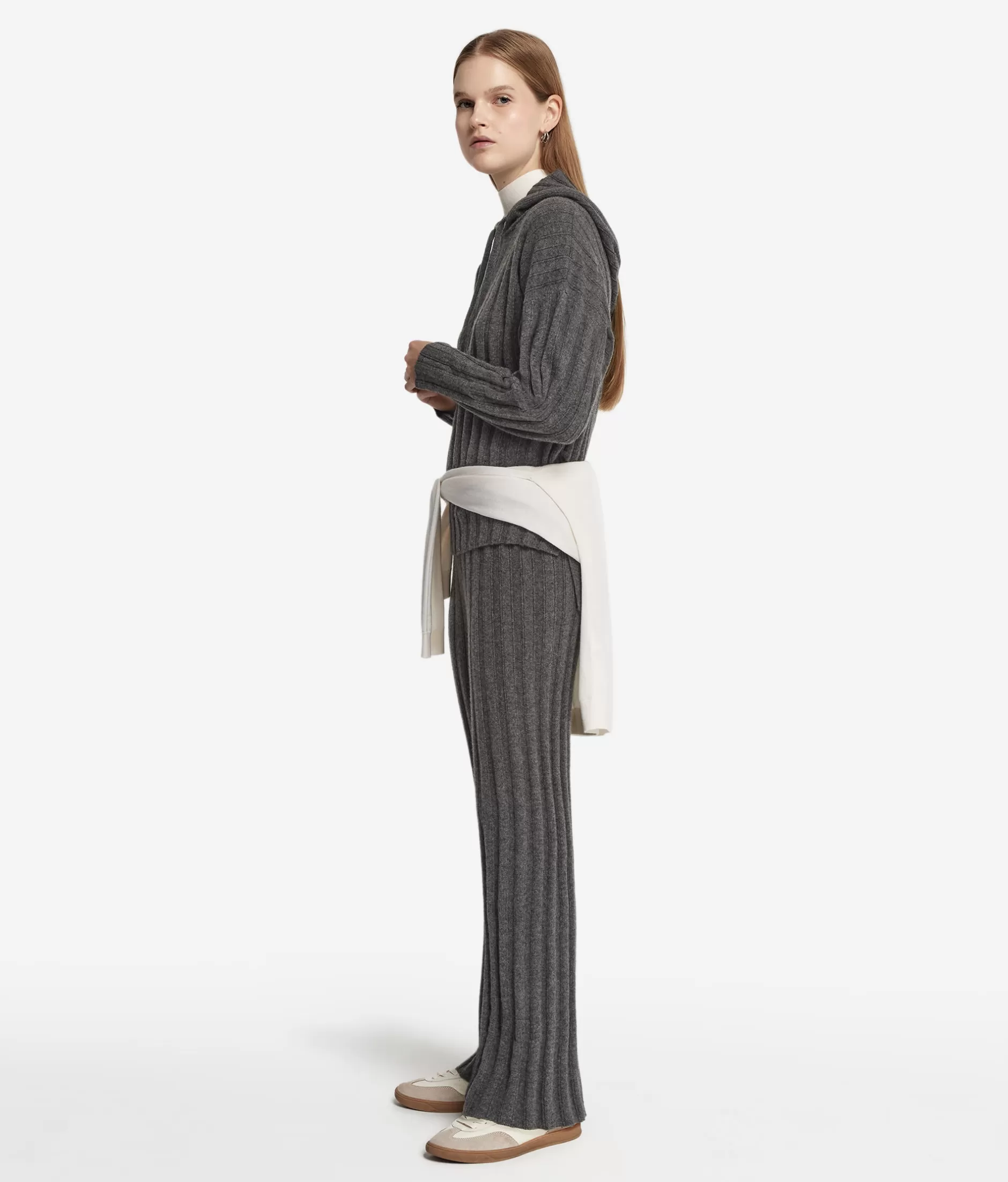 Discount Falconeri Cashmere Ribbed Palazzo Pants dark grey -9070 - ash