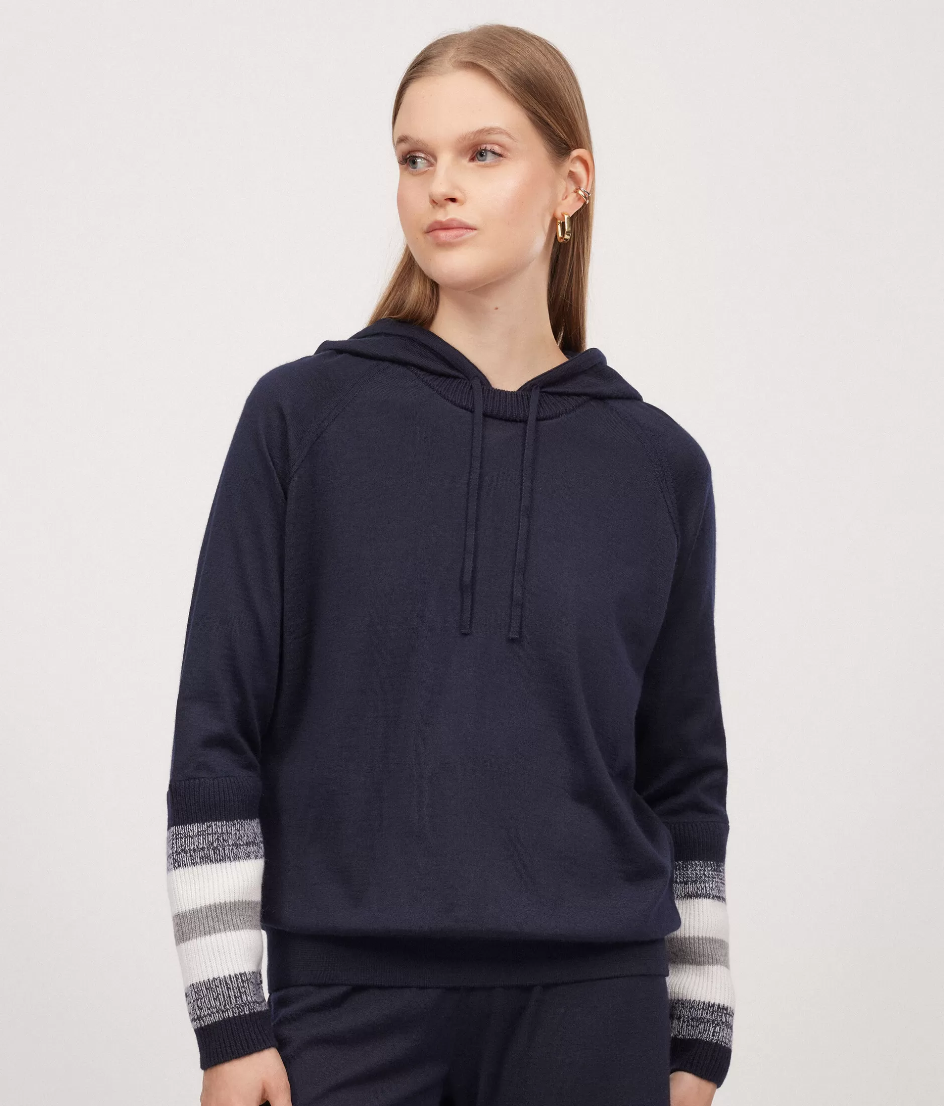 Flash Sale Falconeri Cashmere Sweatshirt With Banded Sleeves blue -9400 - navy blue