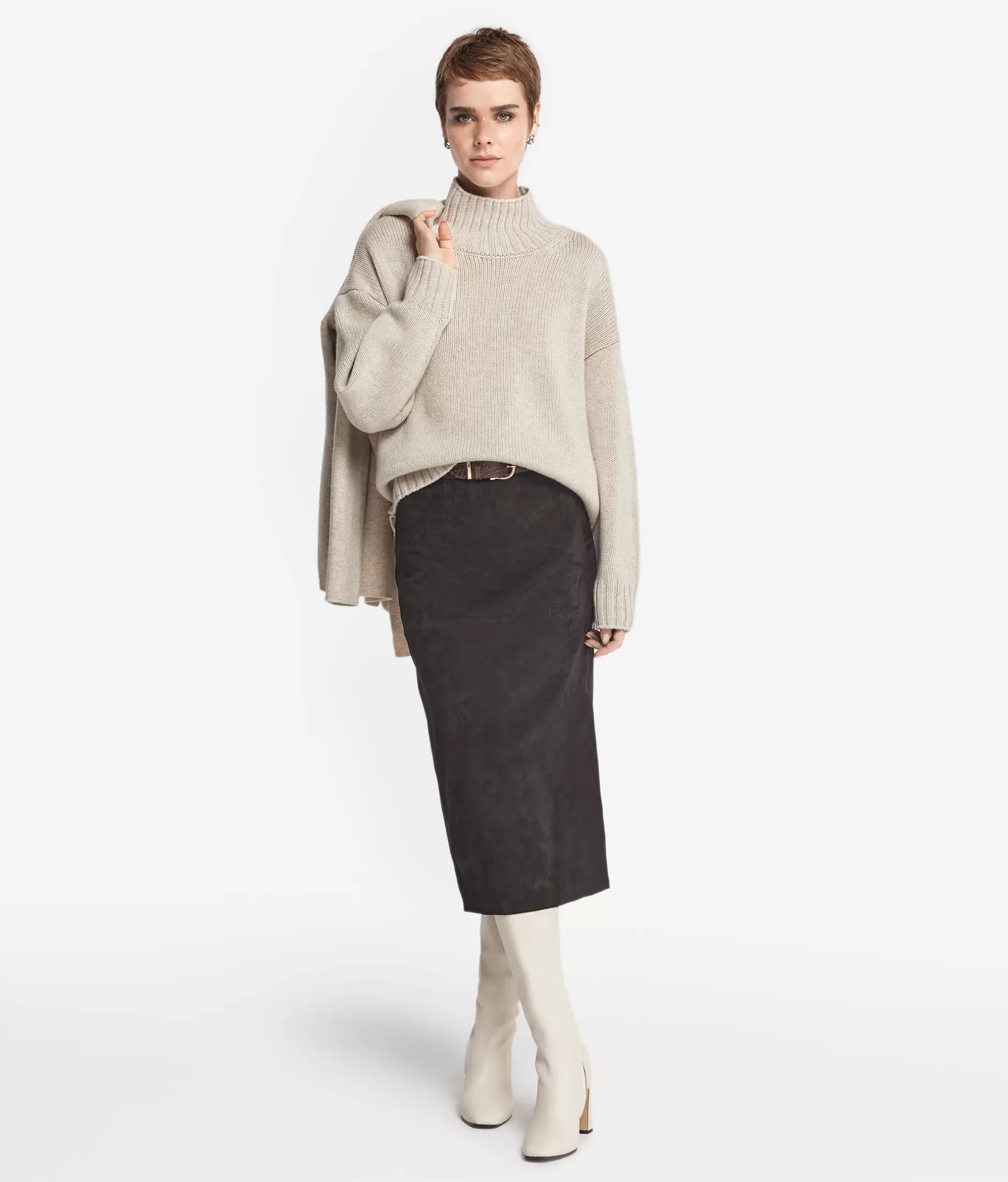 Store Falconeri Cashmere Tricot Boat-Neck Style Sweater natural -8176 - stone