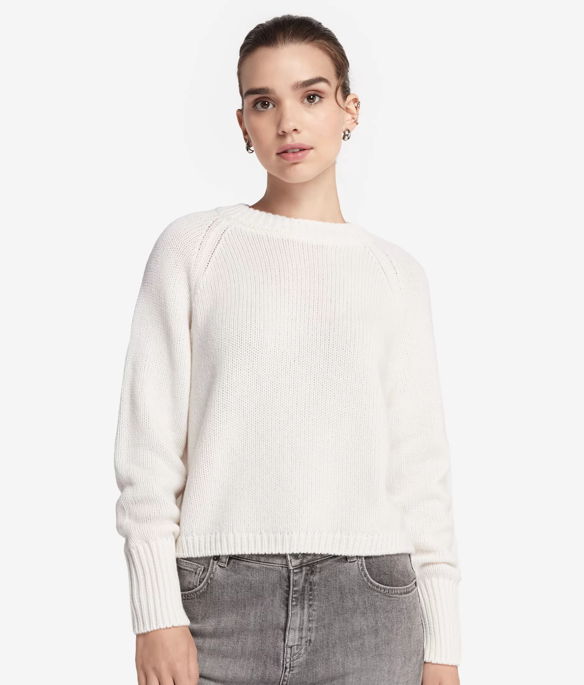 Store Falconeri Cashmere Tricot Crewneck Sweater white -8005 - bow