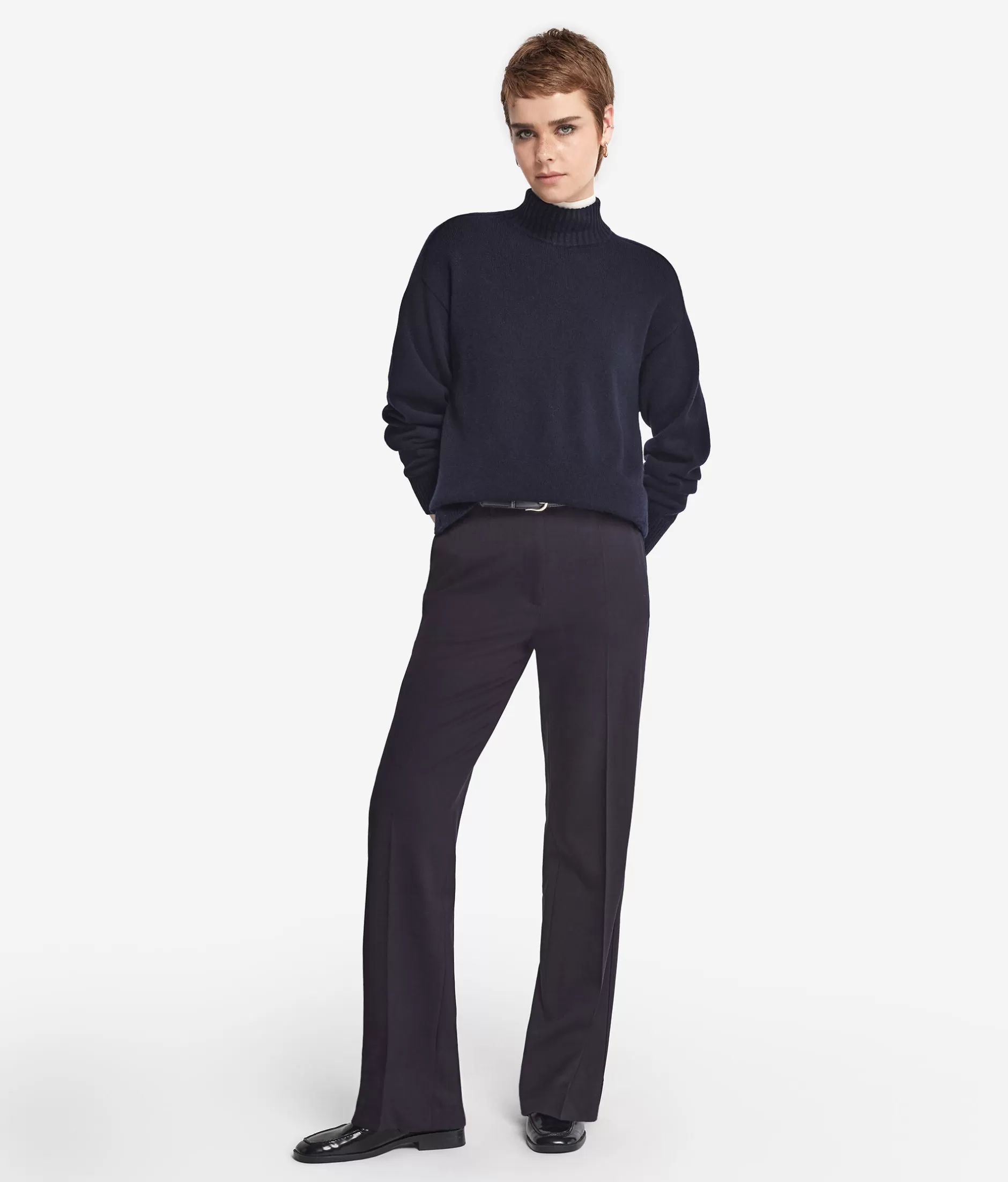 New Falconeri Cashmere Turtleneck Sweater With Set-in Shoulders blue -9400 - navy blue