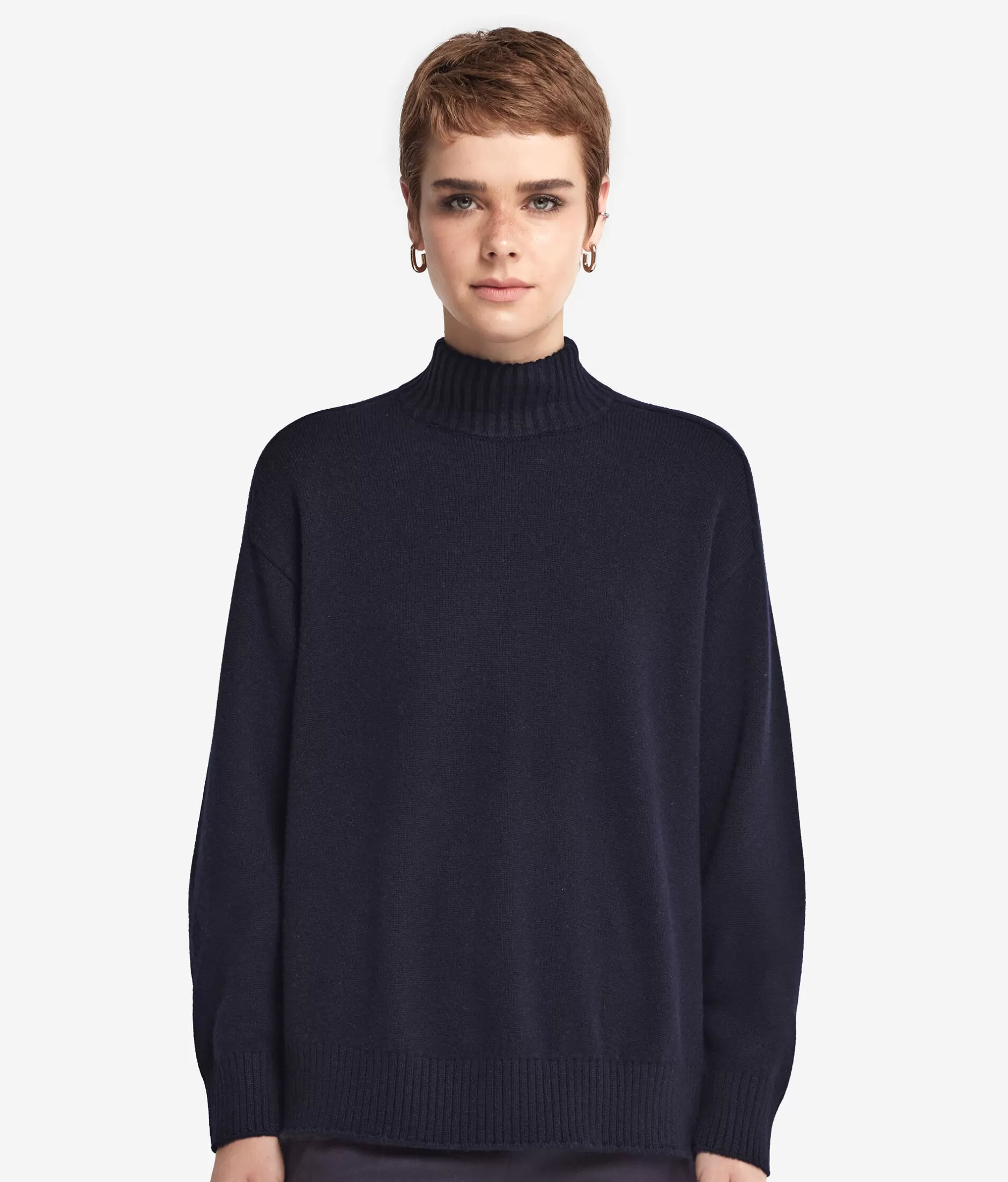 New Falconeri Cashmere Turtleneck Sweater With Set-in Shoulders blue -9400 - navy blue