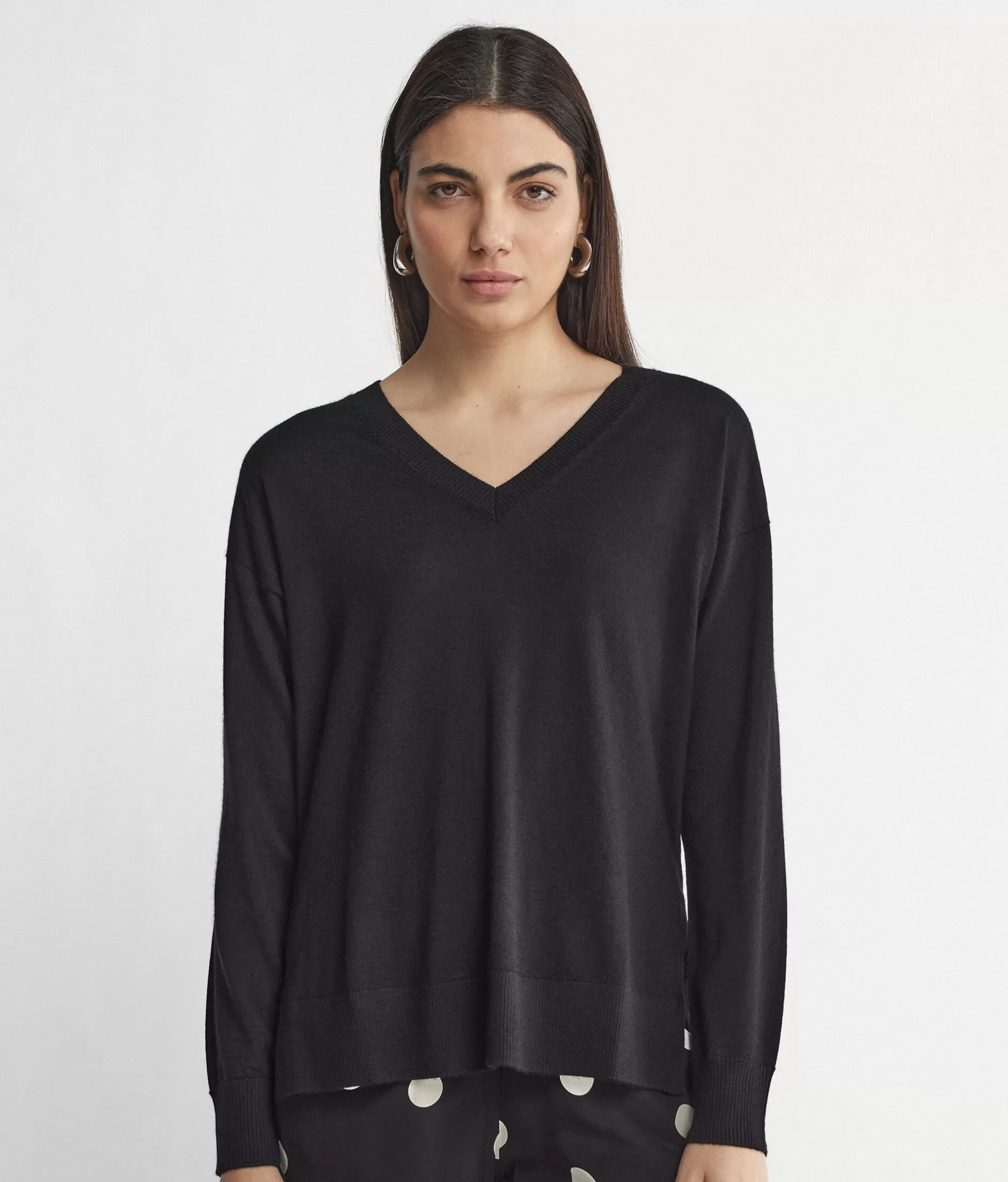 Hot Falconeri Cashmere V-Neck Sweater With Slits black -9107 - black