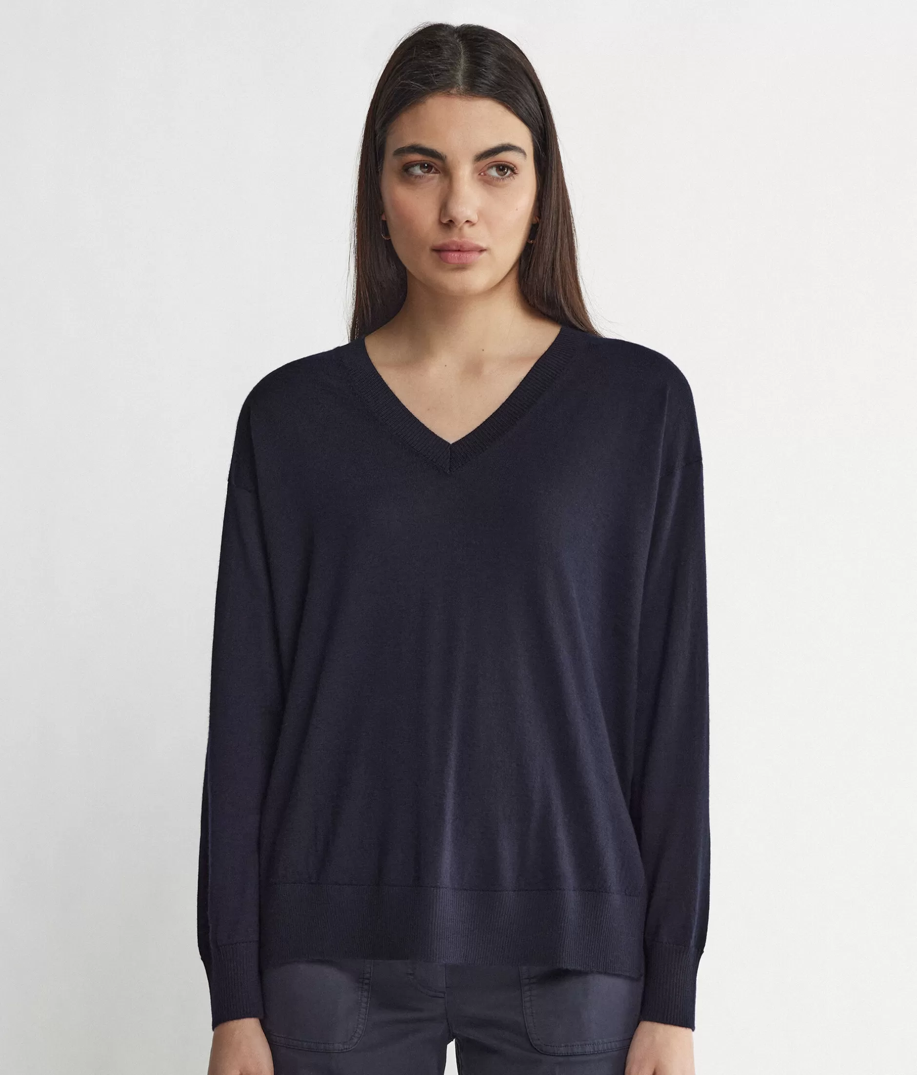 Cheap Falconeri Cashmere V-Neck Sweater With Slits blue -9400 - navy blue