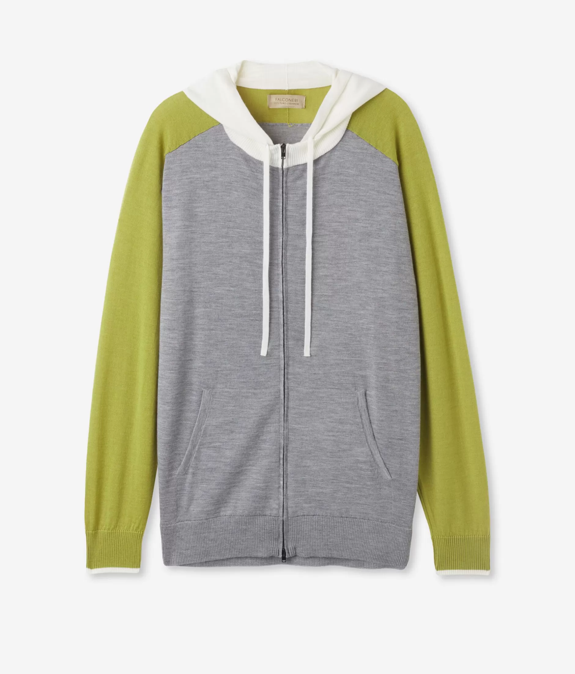 Discount Falconeri Color Block Cashmere Zip-Up Sweatshirt grey -8984 - gray heather