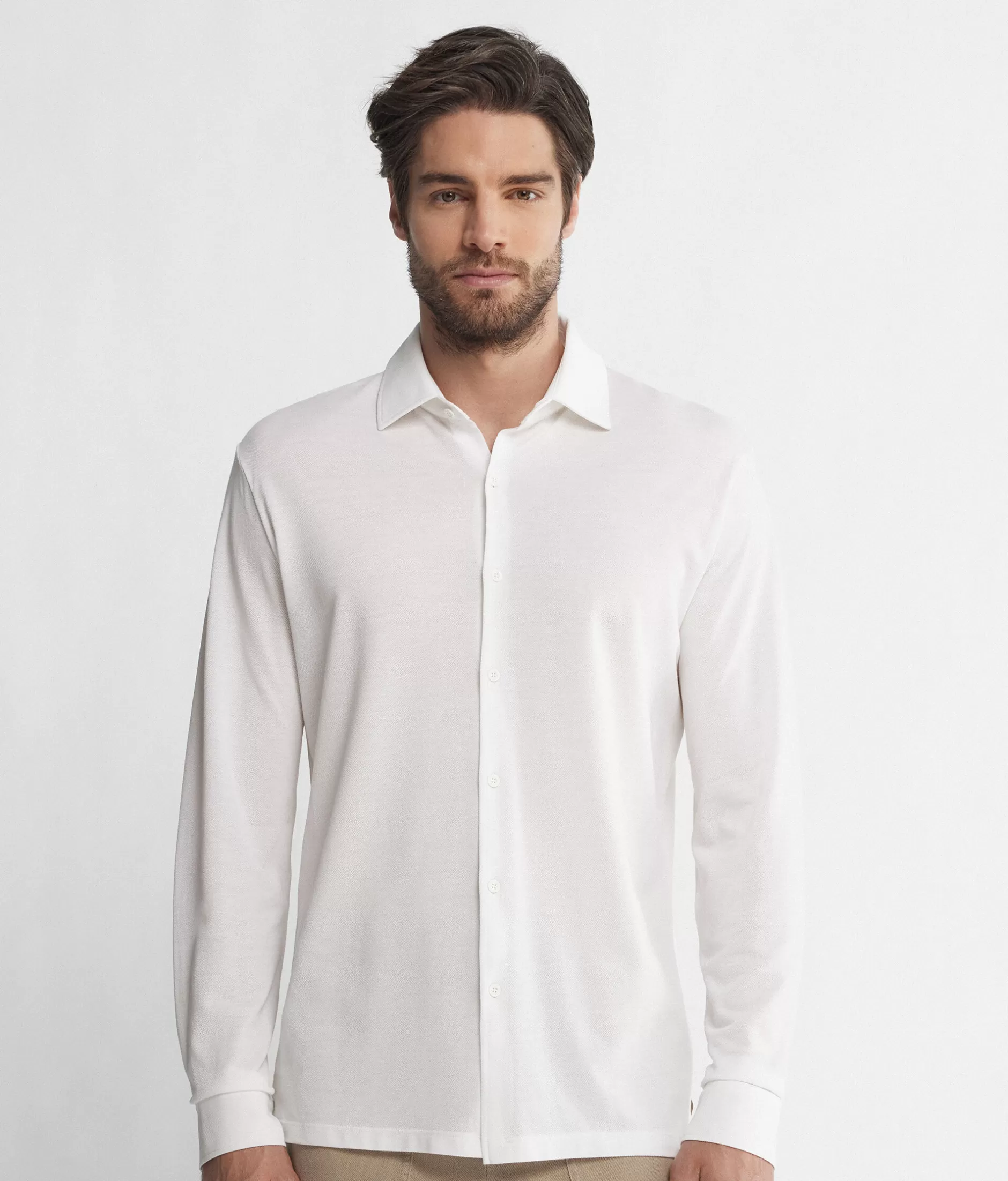 Fashion Falconeri Cotton And Silk Piqué Shirt With Long Sleeves white -8078 - white