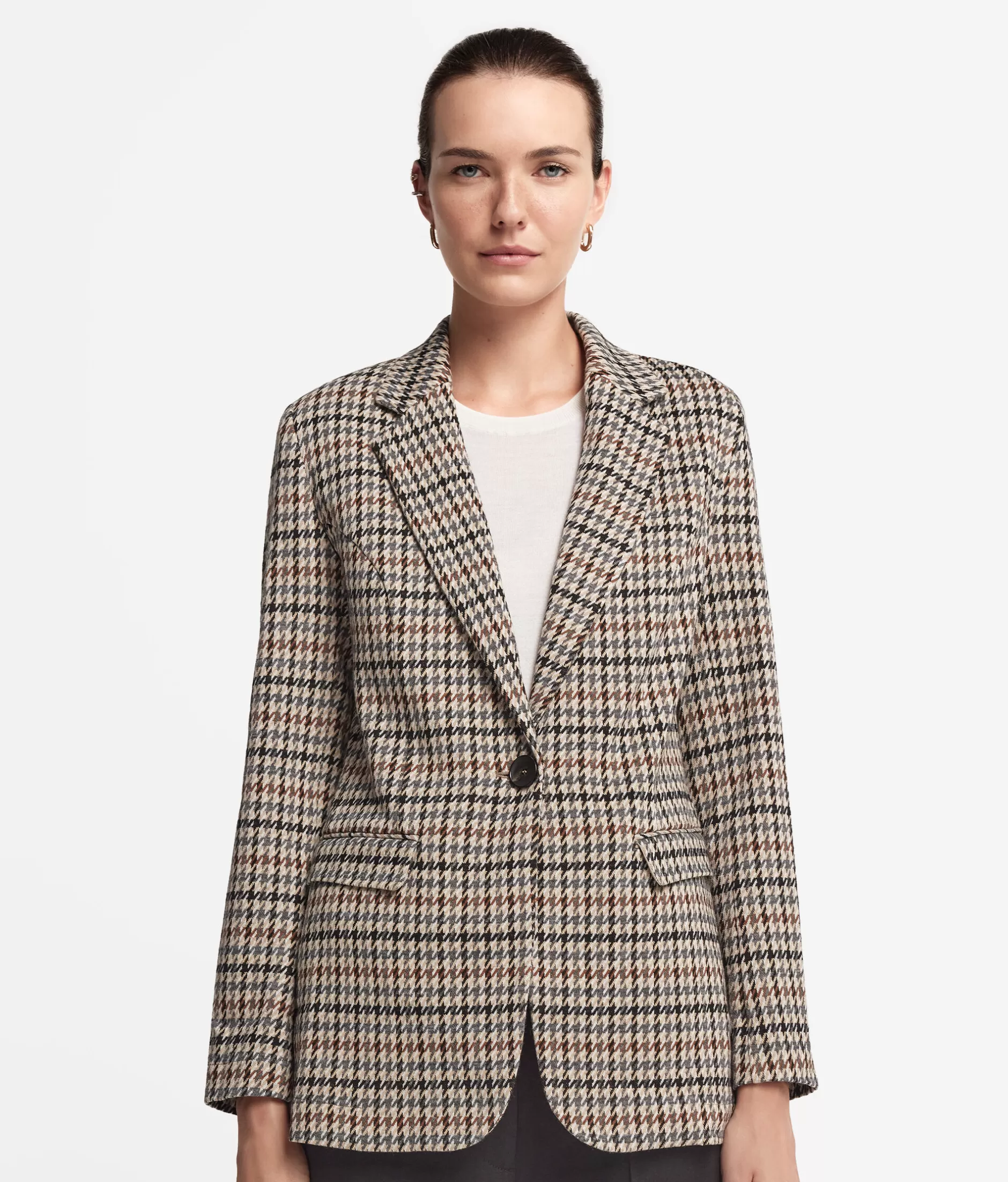 Cheap Falconeri Cotton And Wool Houndstooth Jacket brown -9051 - natural multi-color