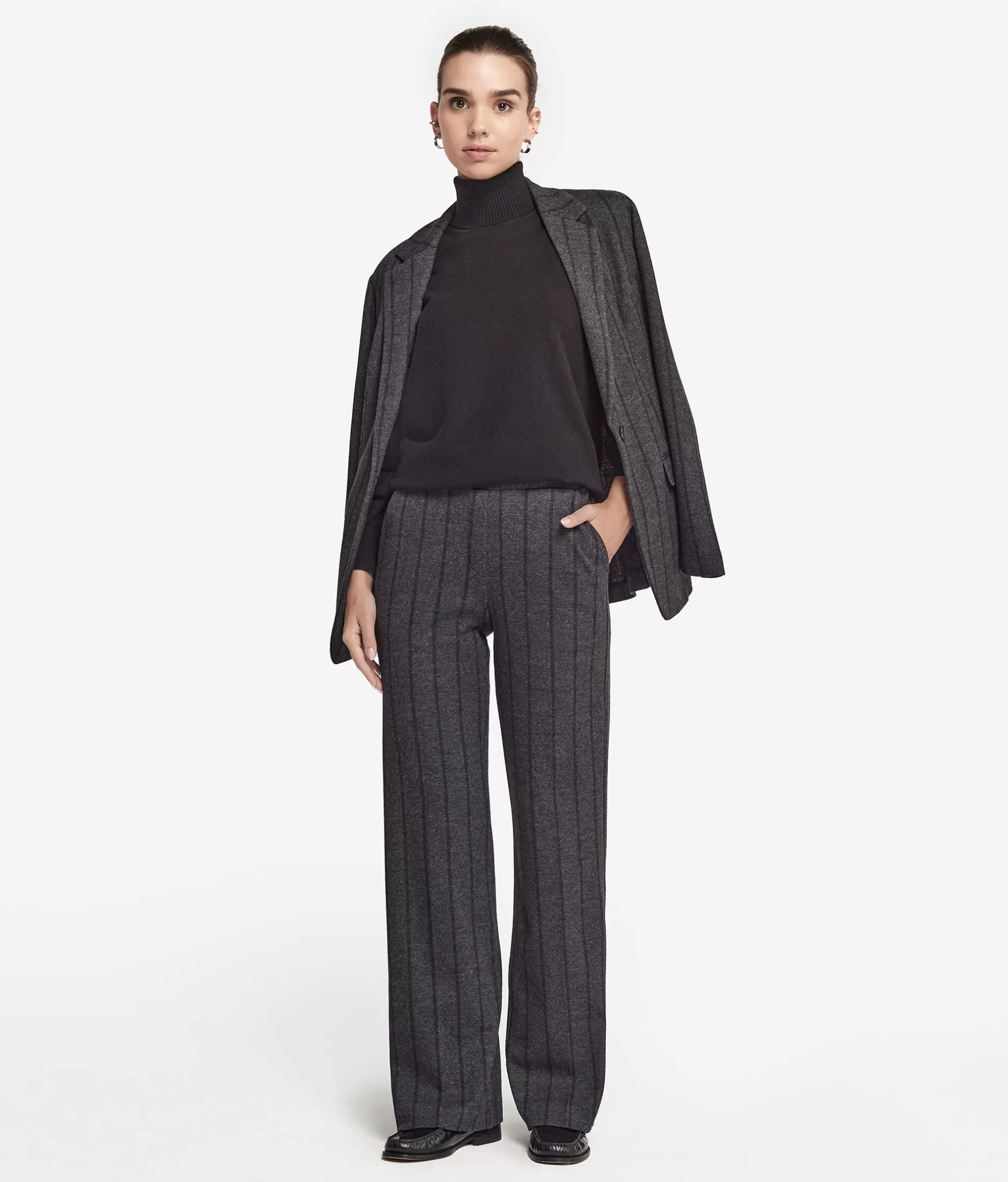 Store Falconeri Cotton And Wool Pinstriped Palazzo Pants grey -8000 - anthracite