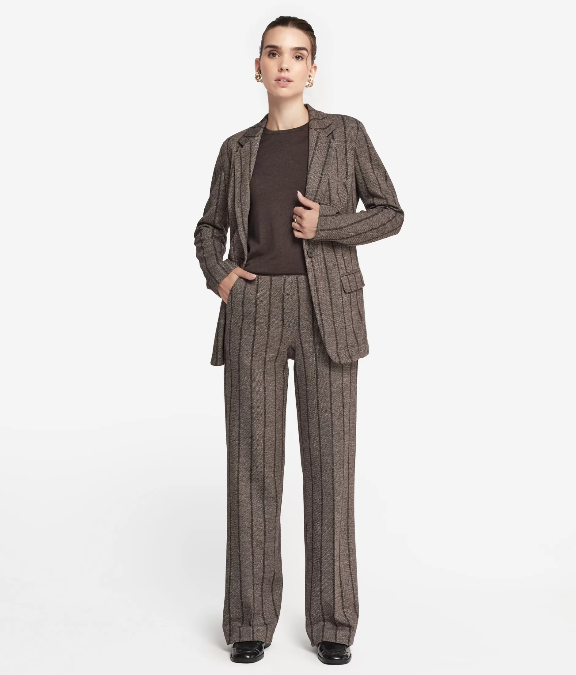 Clearance Falconeri Cotton And Wool Pinstriped Palazzo Pants natural -8051 - brown