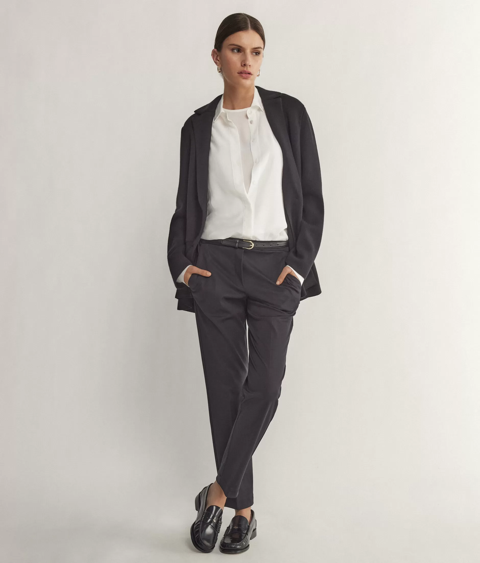 Online Falconeri Cotton Cigarette Pants black -9107 - black