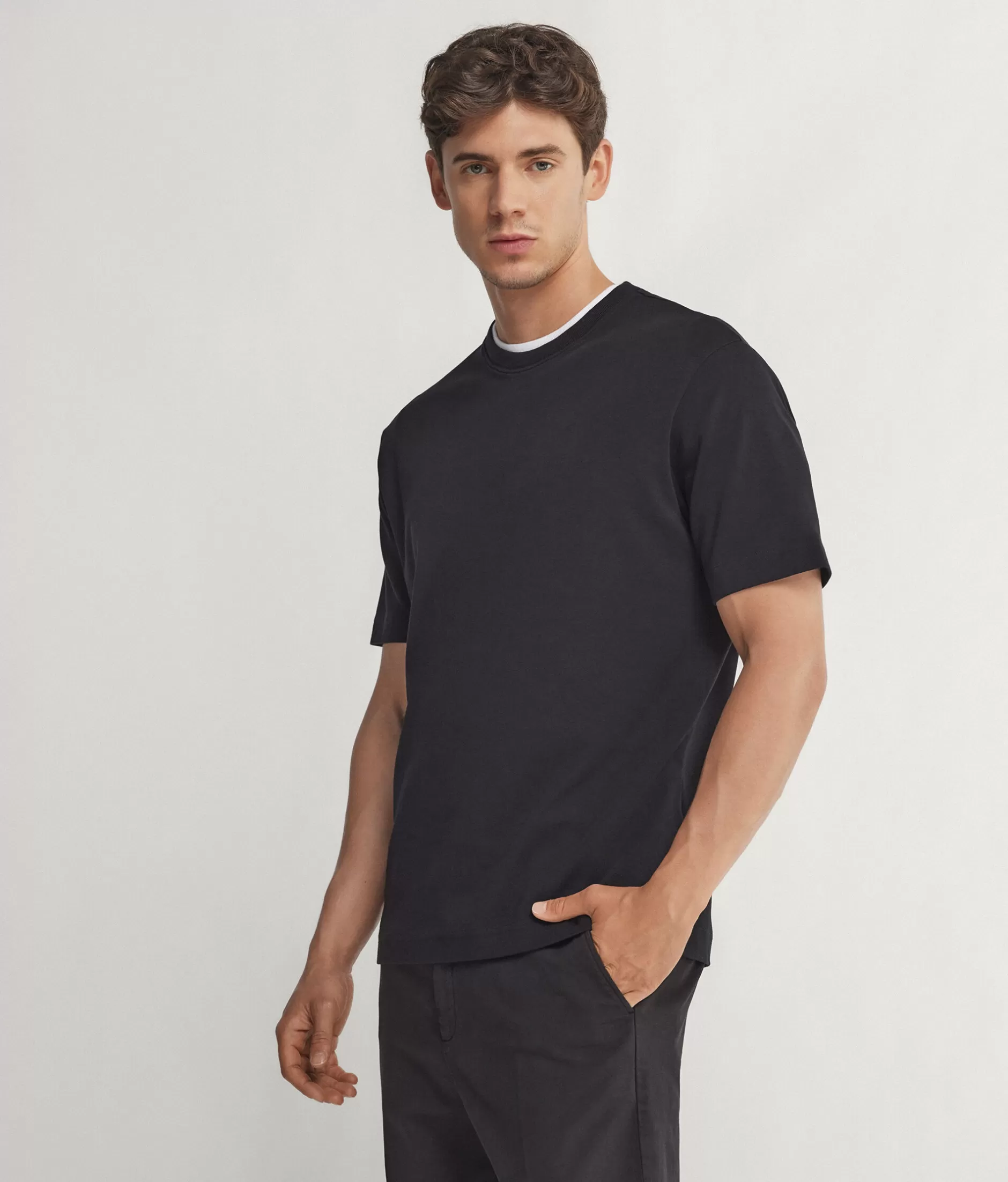 Clearance Falconeri Cotton Jersey Crewneck T-shirt black -9107 - black