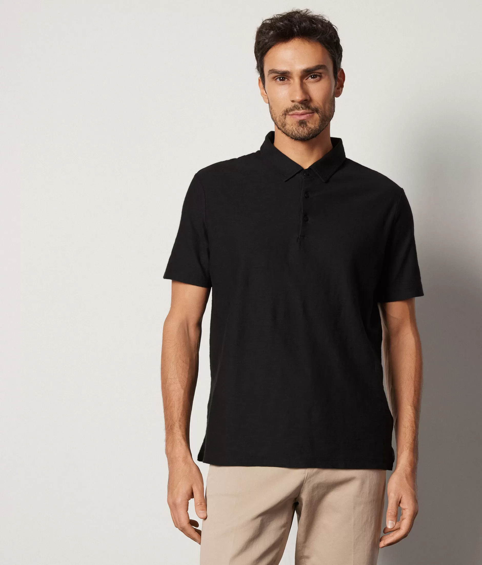 Fashion Falconeri Cotton Twist Polo Shirt black -9107 - black