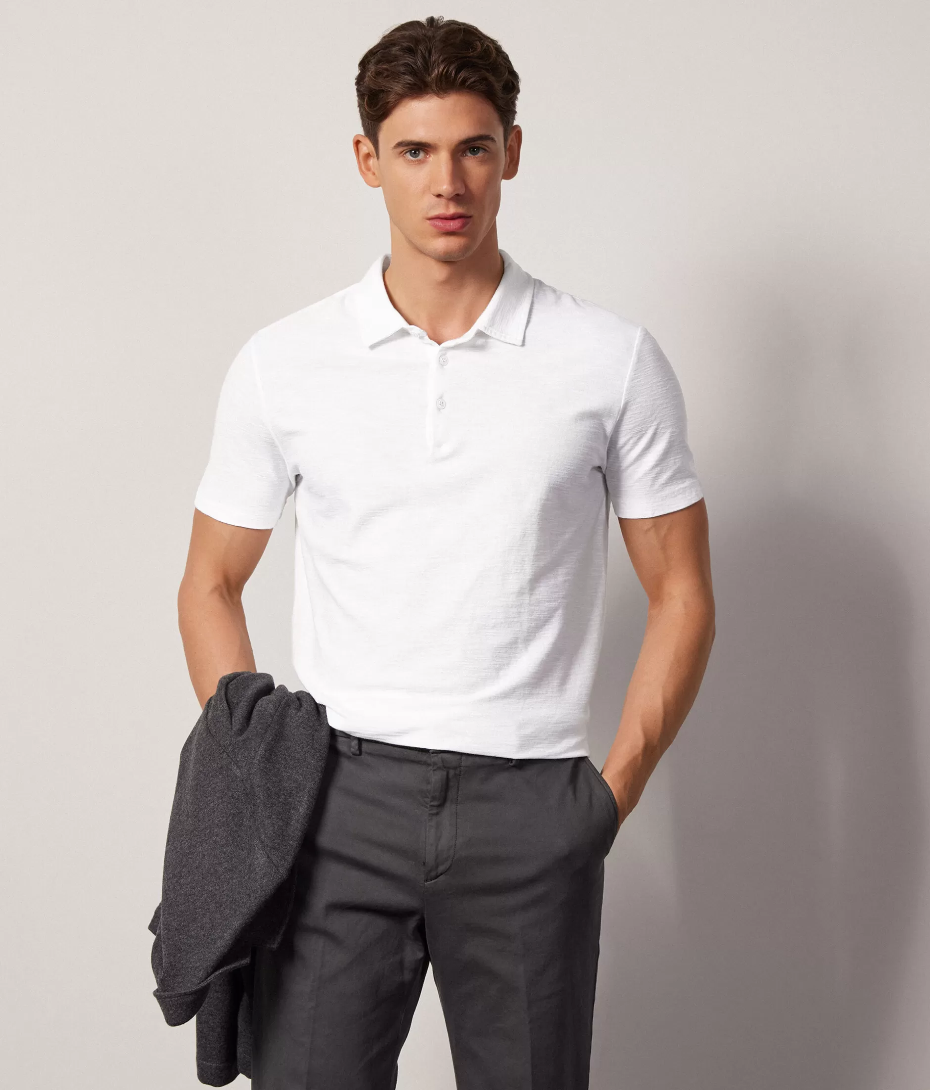 Shop Falconeri Cotton Twist Polo Shirt white -8078 - white