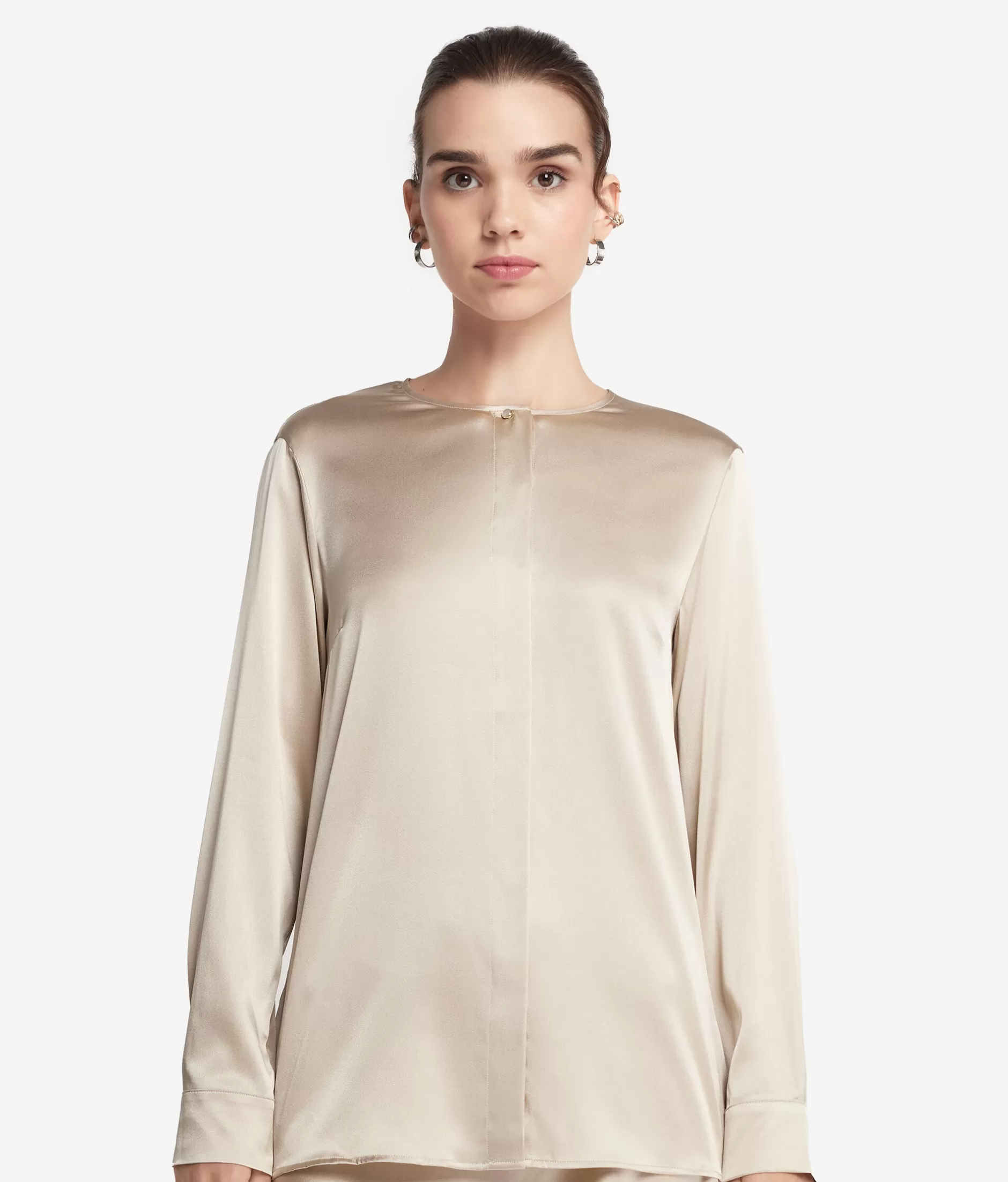 Cheap Falconeri Crewneck Blouse In Silk Satin natural -8378 - light mother of pearl gray