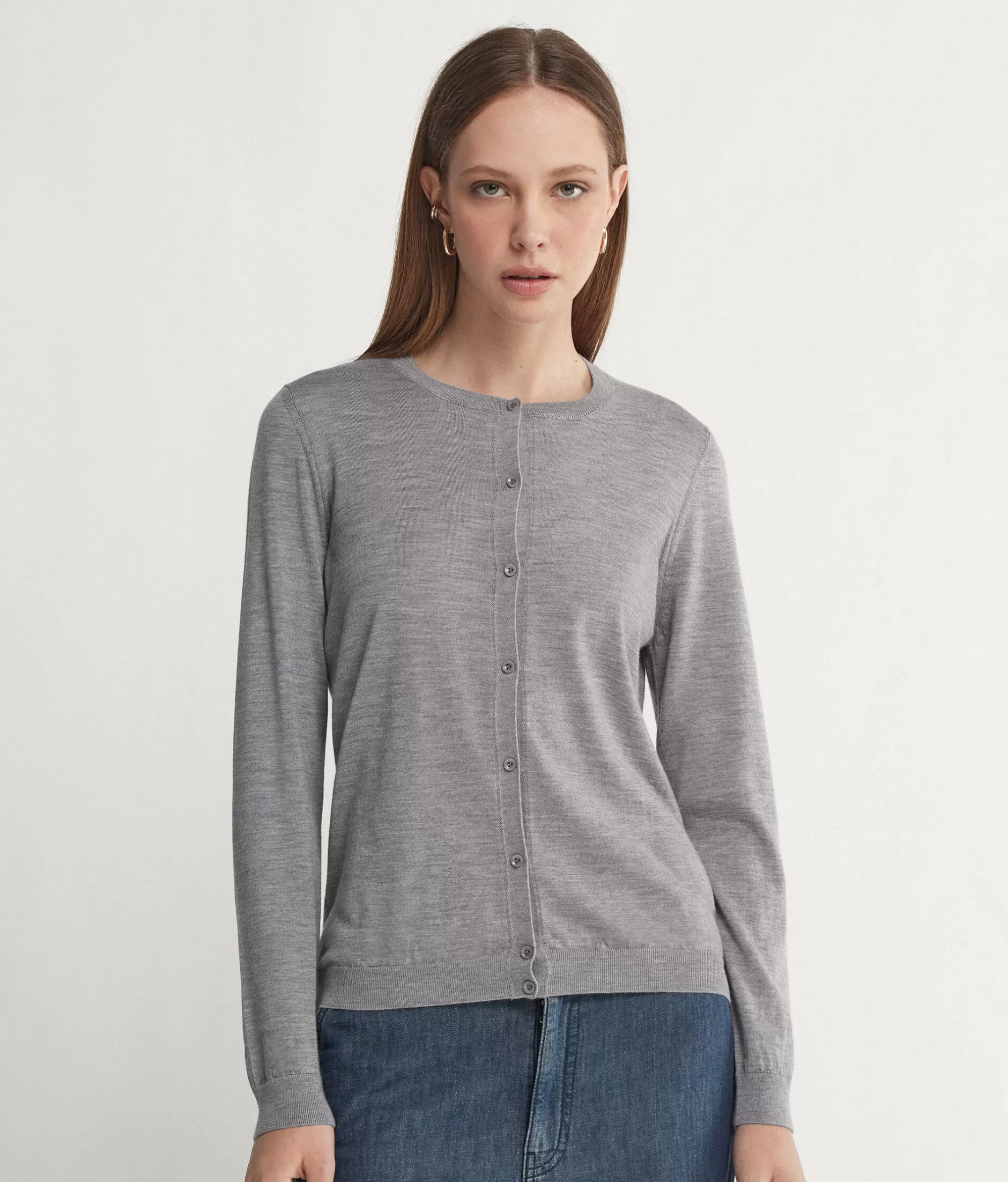 Cheap Falconeri Crewneck Cardigan In Ultrafine Cashmere grey -8984 - gray heather