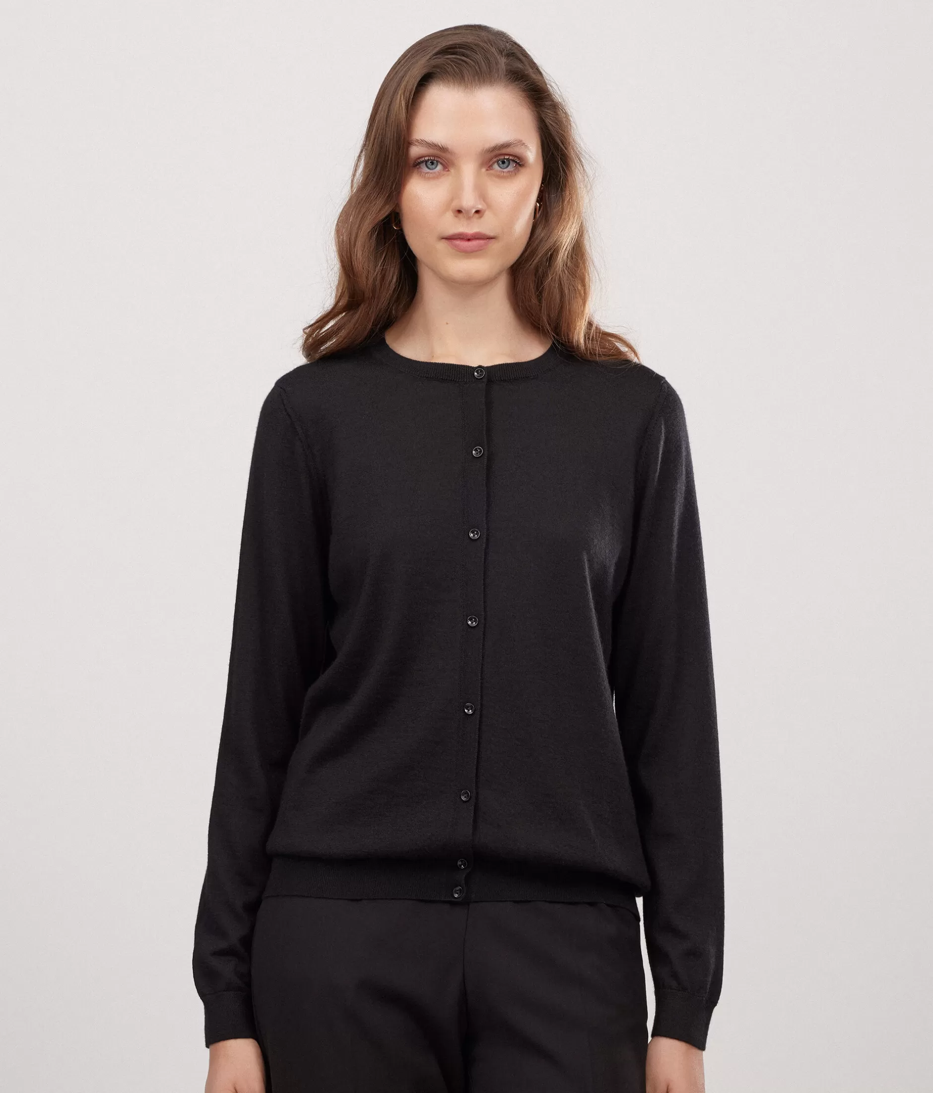 Store Falconeri Crewneck Cardigan In Ultrafine Cashmere black -9107 - black