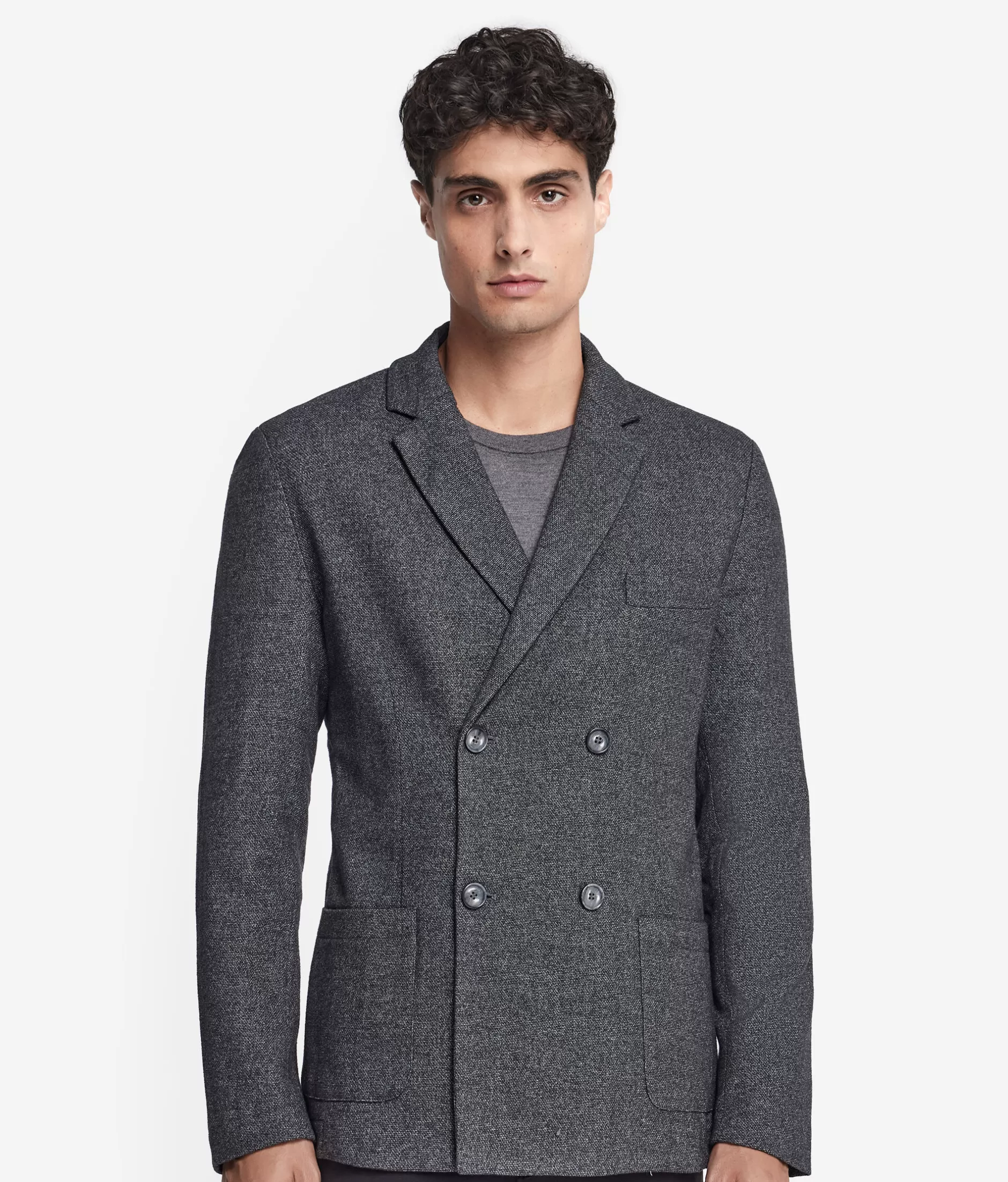 Fashion Falconeri Double-breasted Wool Jersey Jacket grey -8000 - anthracite