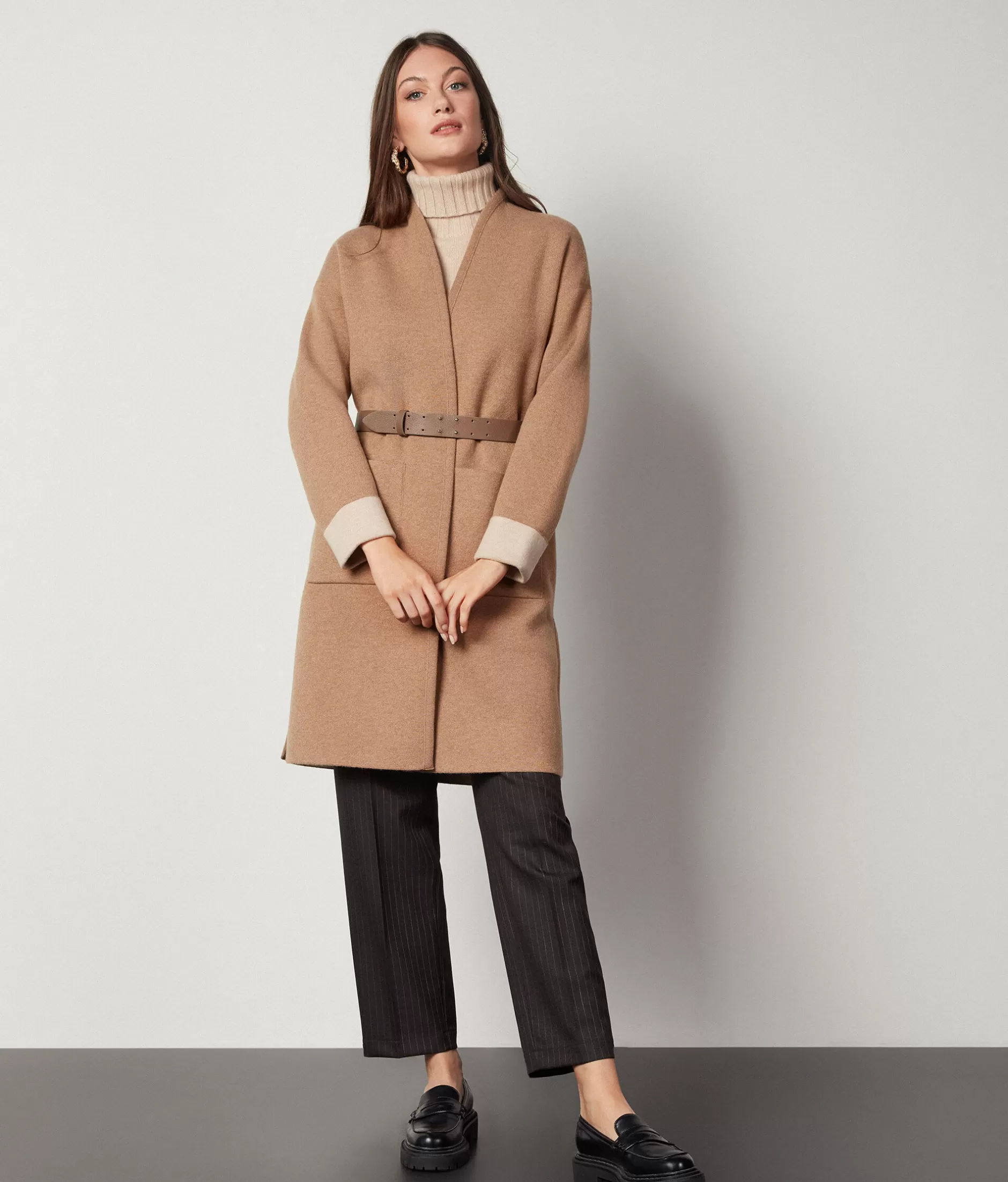 Fashion Falconeri Double-Sided Ultrasoft Cashmere Coat natural -8909 - rum/light vanilla