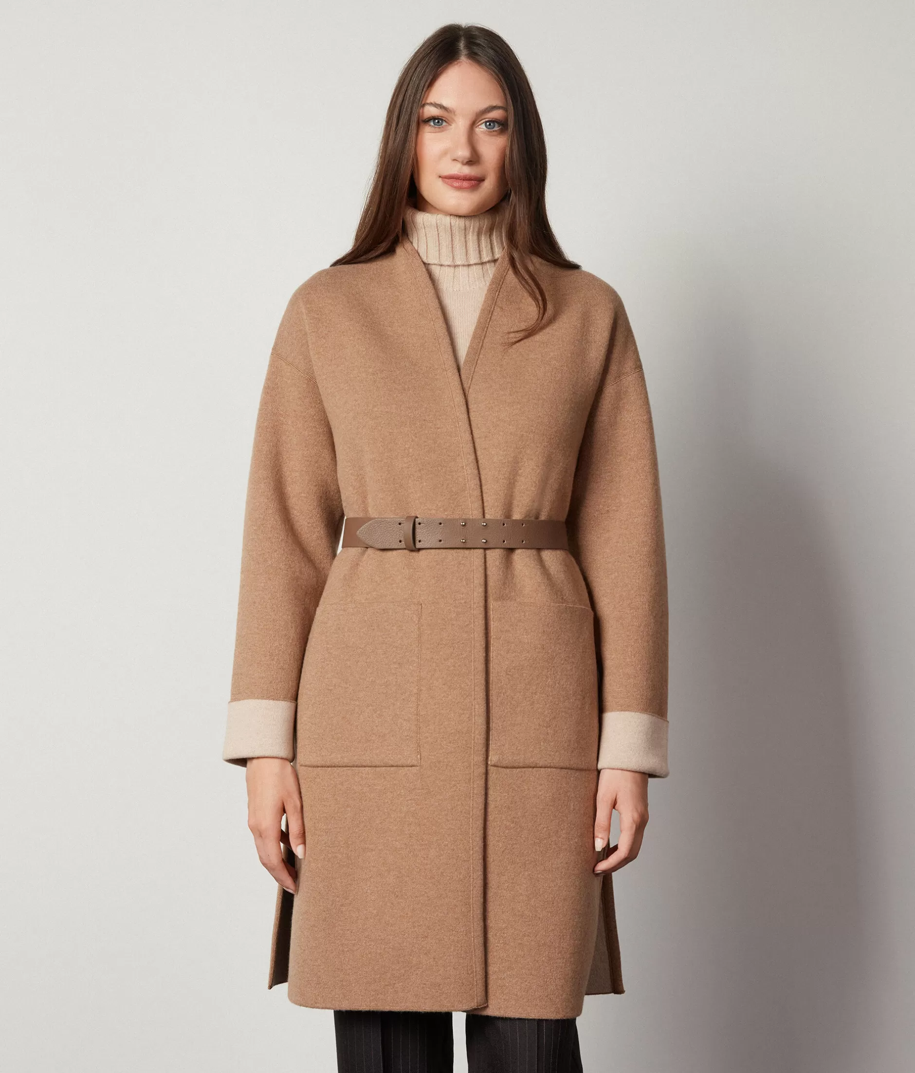 Fashion Falconeri Double-Sided Ultrasoft Cashmere Coat natural -8909 - rum/light vanilla