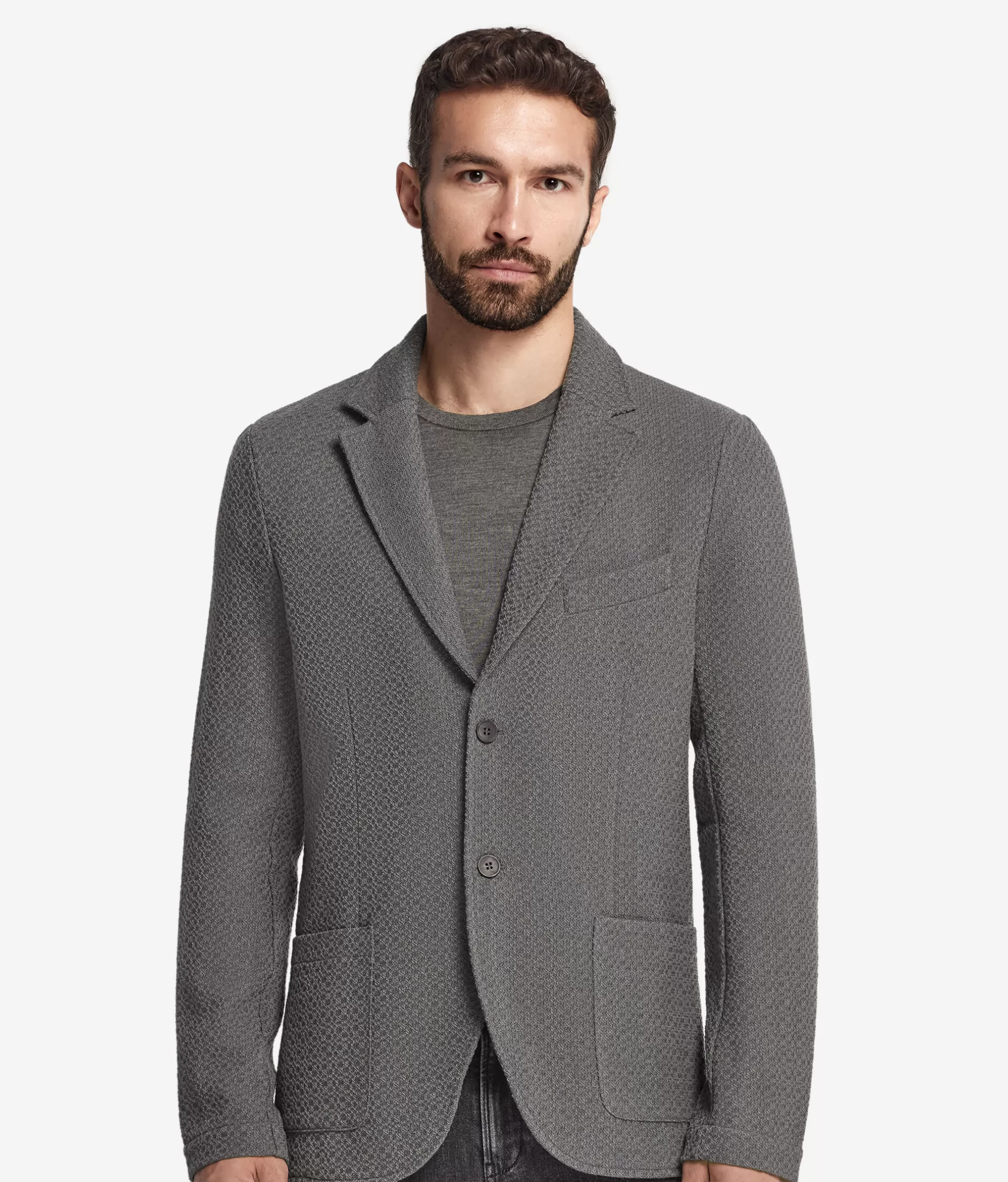 Best Sale Falconeri Embossed Effect Wool Jersey Jacket grey -8027 - grey