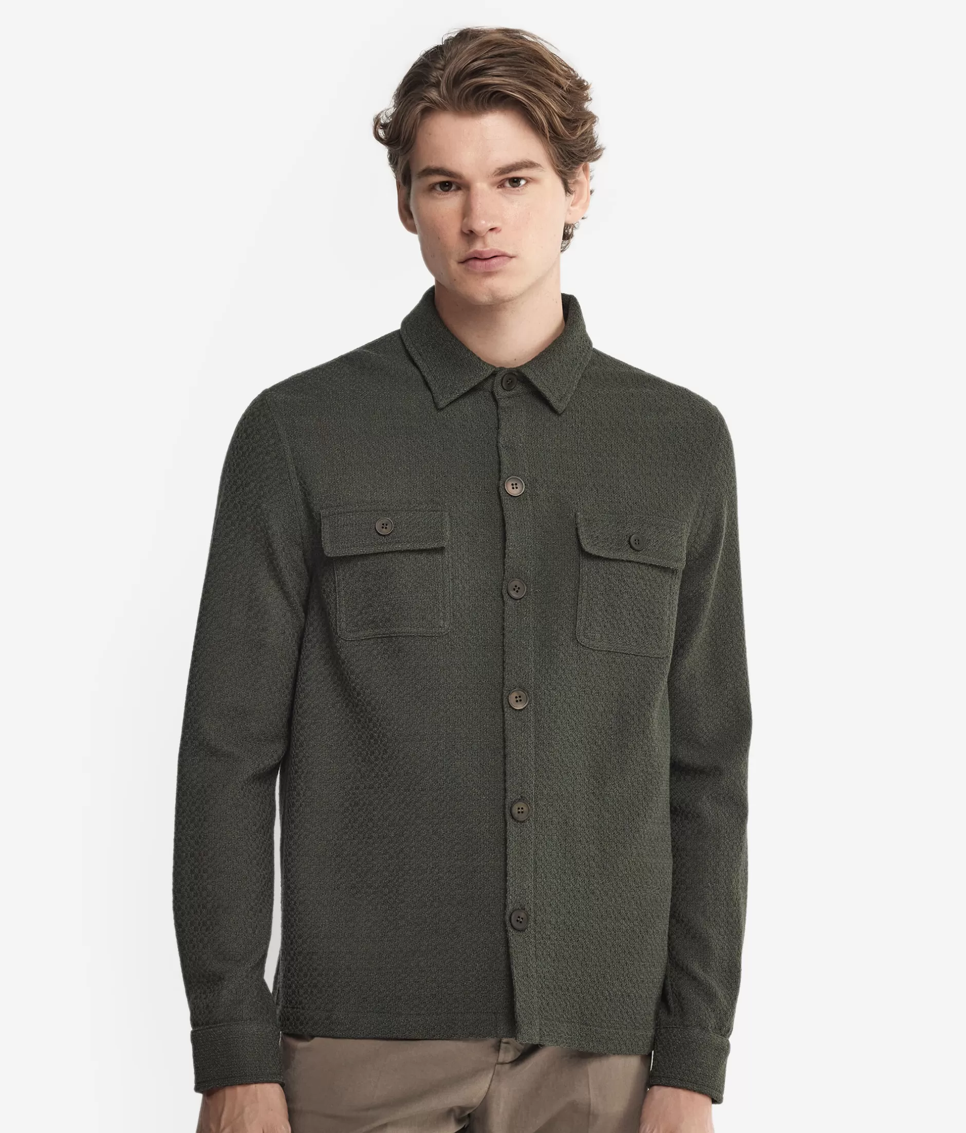 Discount Falconeri Embossed Wool Jersey Shirt Jacket dark green -9055 - dark camo