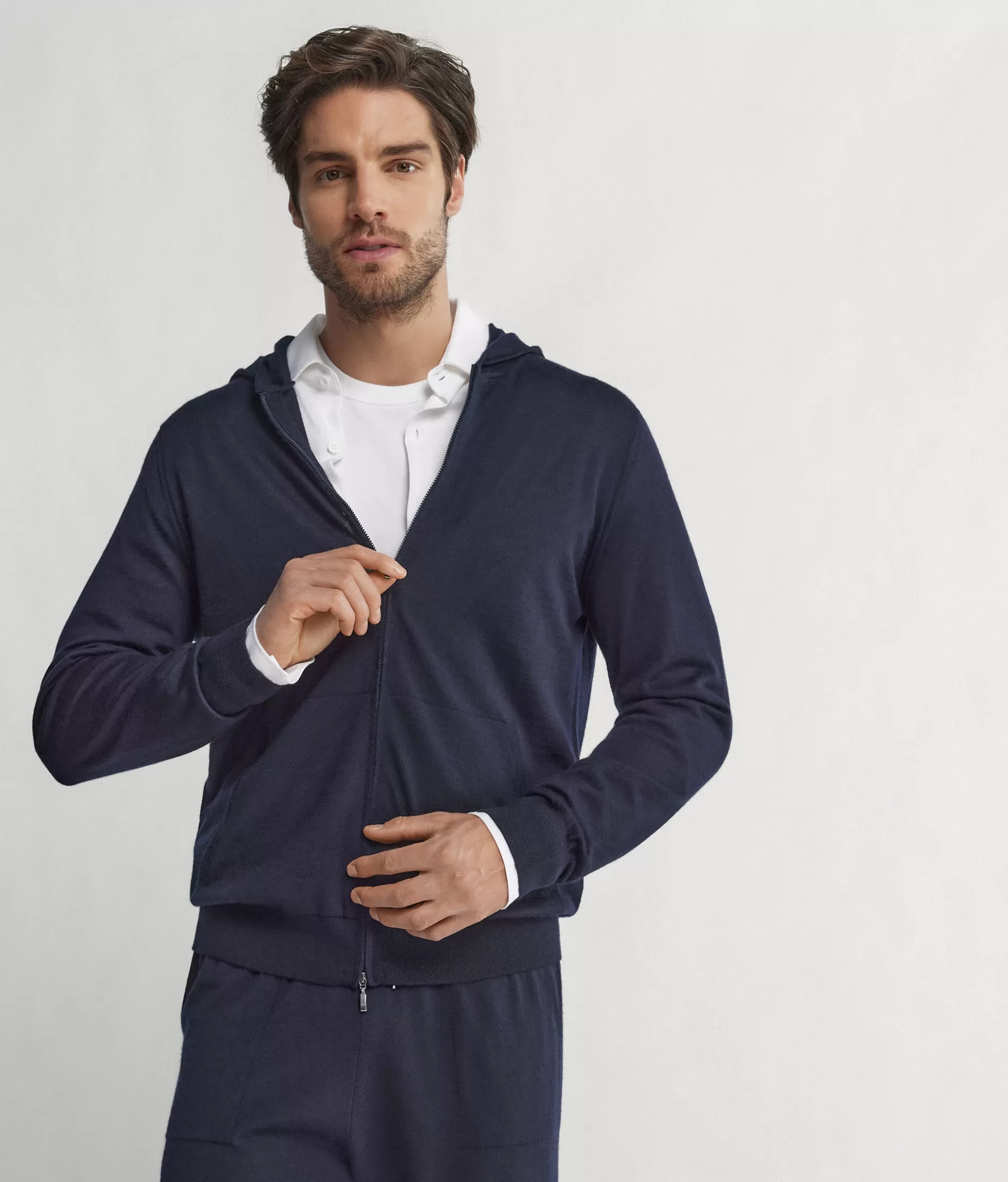 New Falconeri Hooded Sweatshirt In Ultrafine Cashmere blue -9400 - navy blue