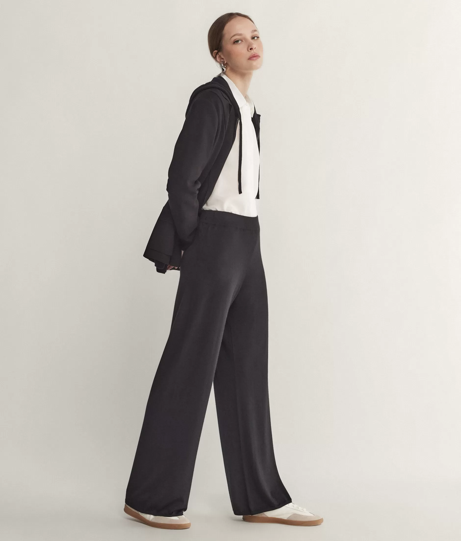 New Falconeri Light Cashmere Palazzo Pants black -9107 - black