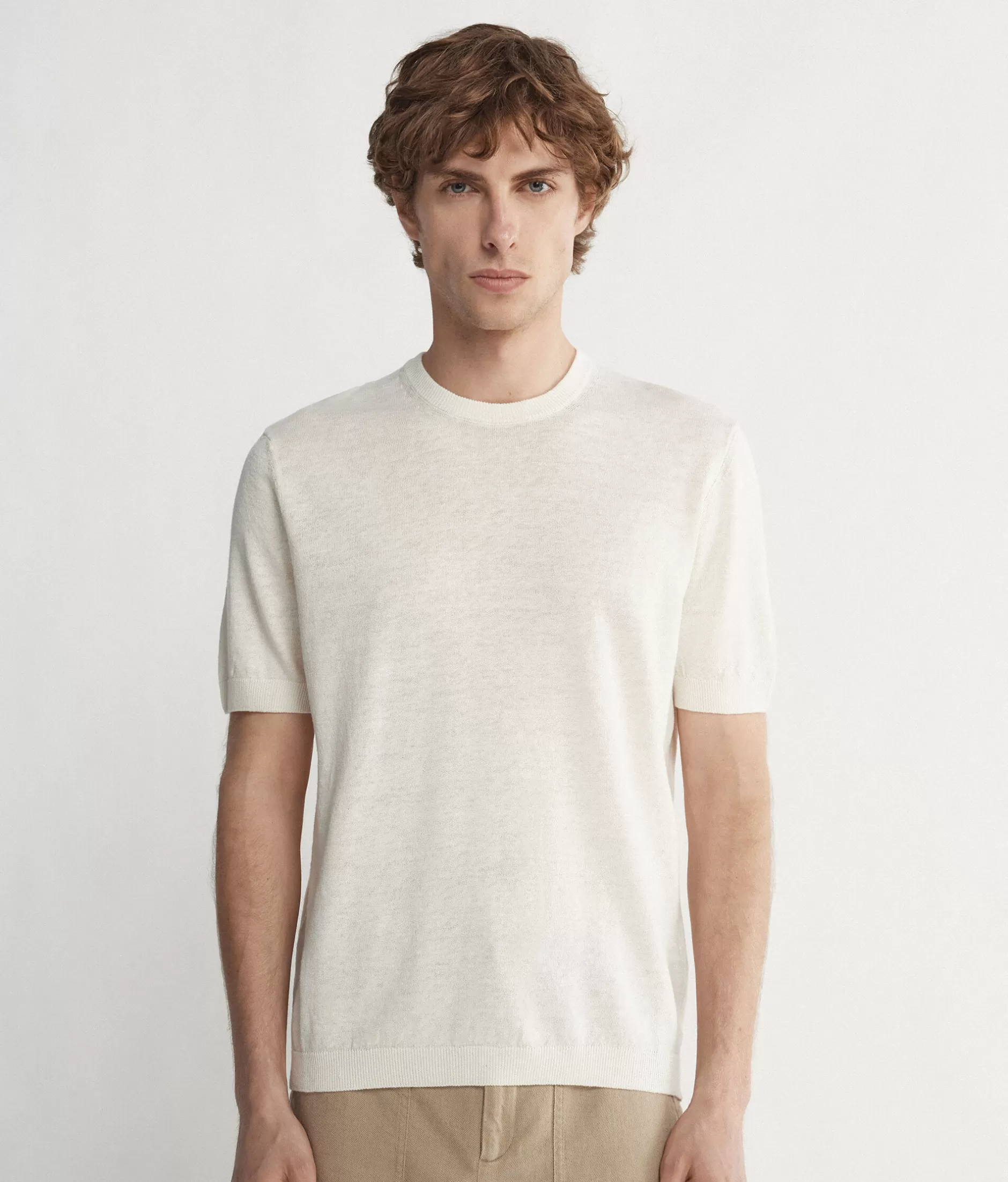 Fashion Falconeri Linen And Cotton T-Shirt natural -8182 - natural ecru