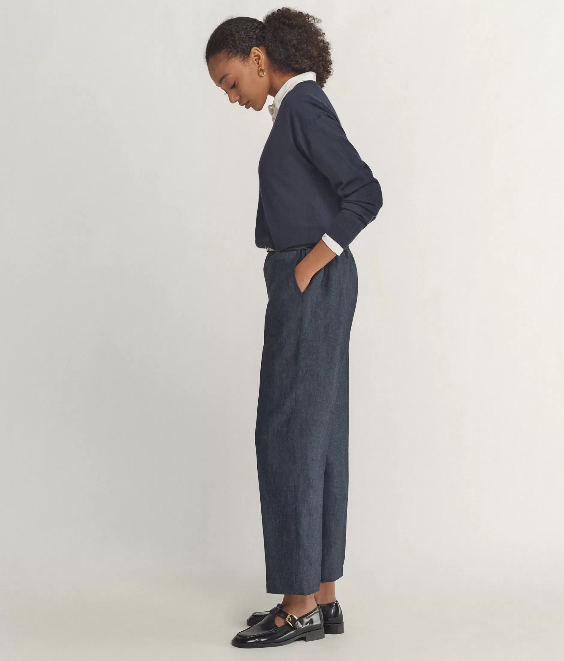 Sale Falconeri Linen Cigarette Pants blue -8019 - blue