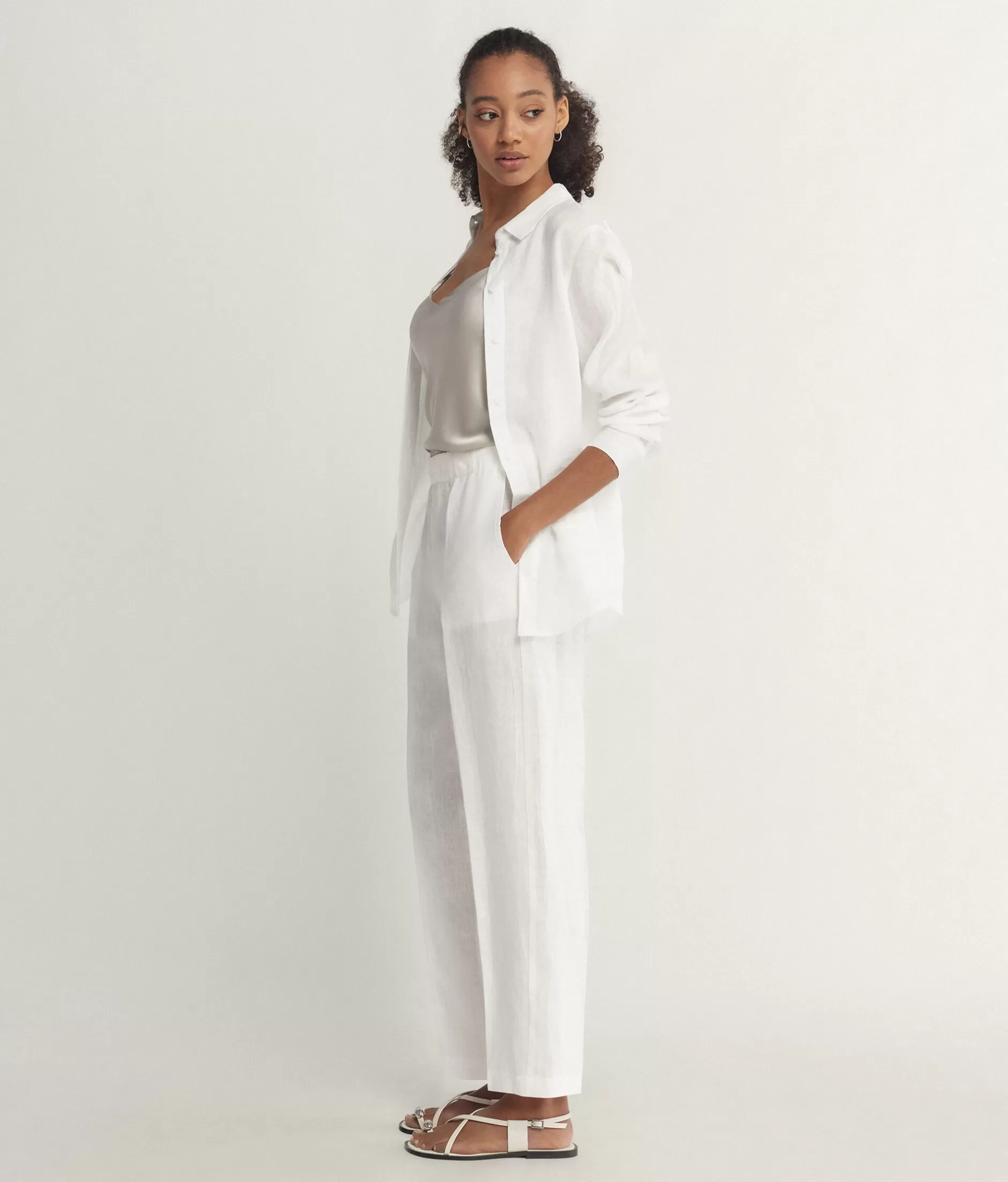 Clearance Falconeri Linen Cigarette Pants white -8078 - white