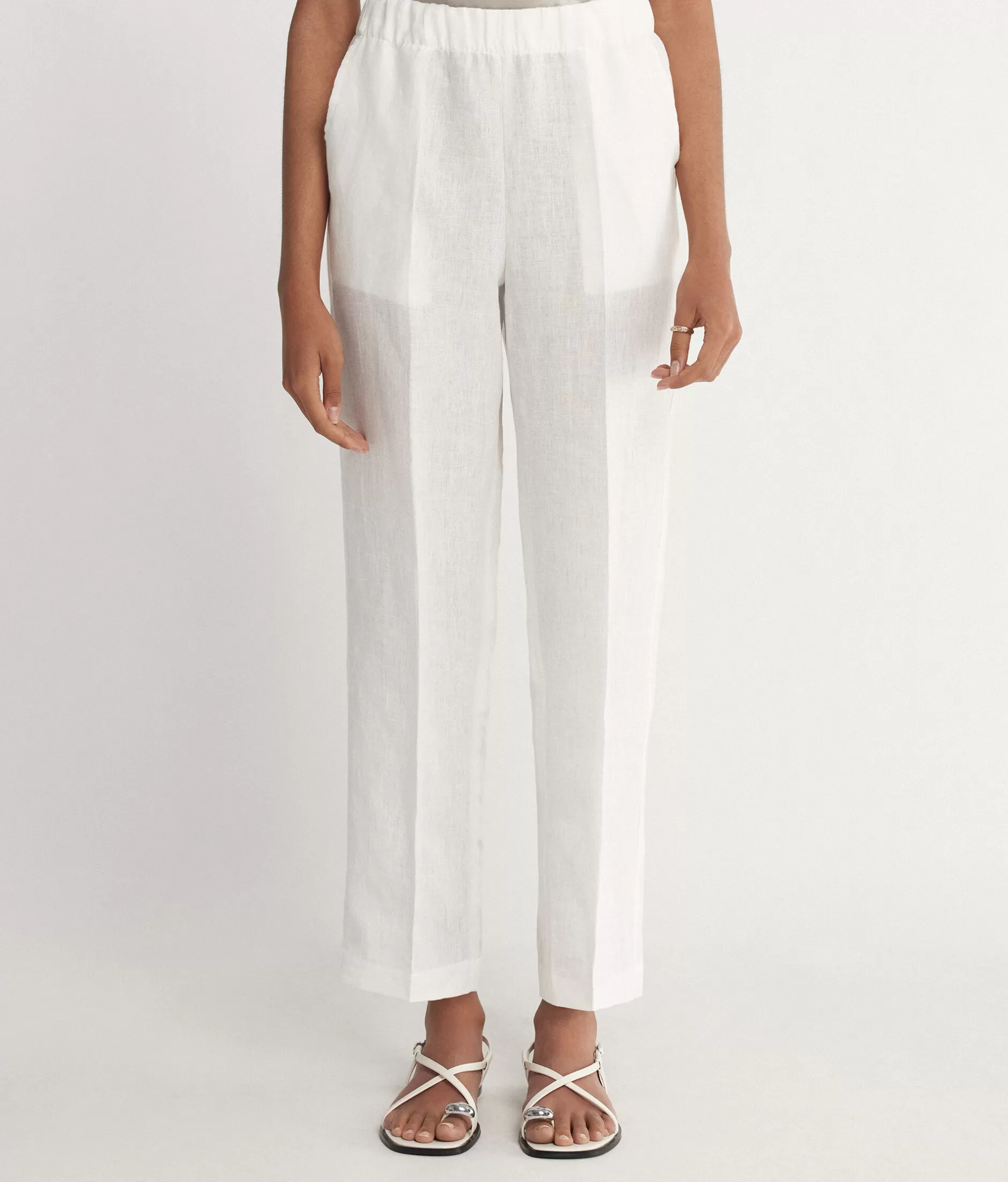 Clearance Falconeri Linen Cigarette Pants white -8078 - white