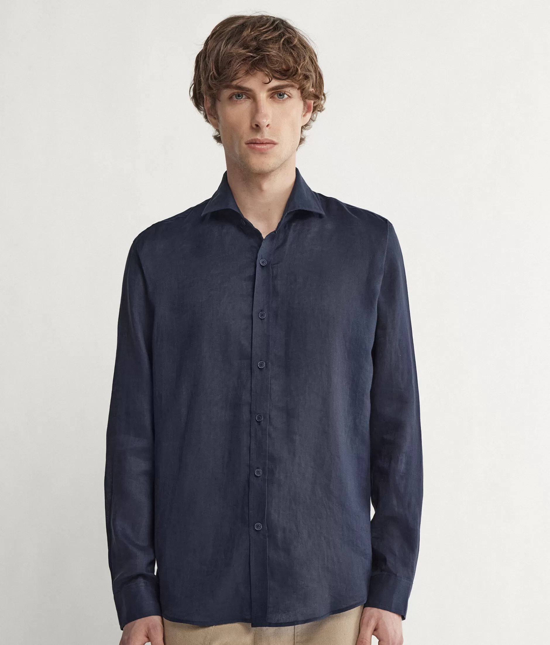 Outlet Falconeri Linen Shirt blue -8019 - blue