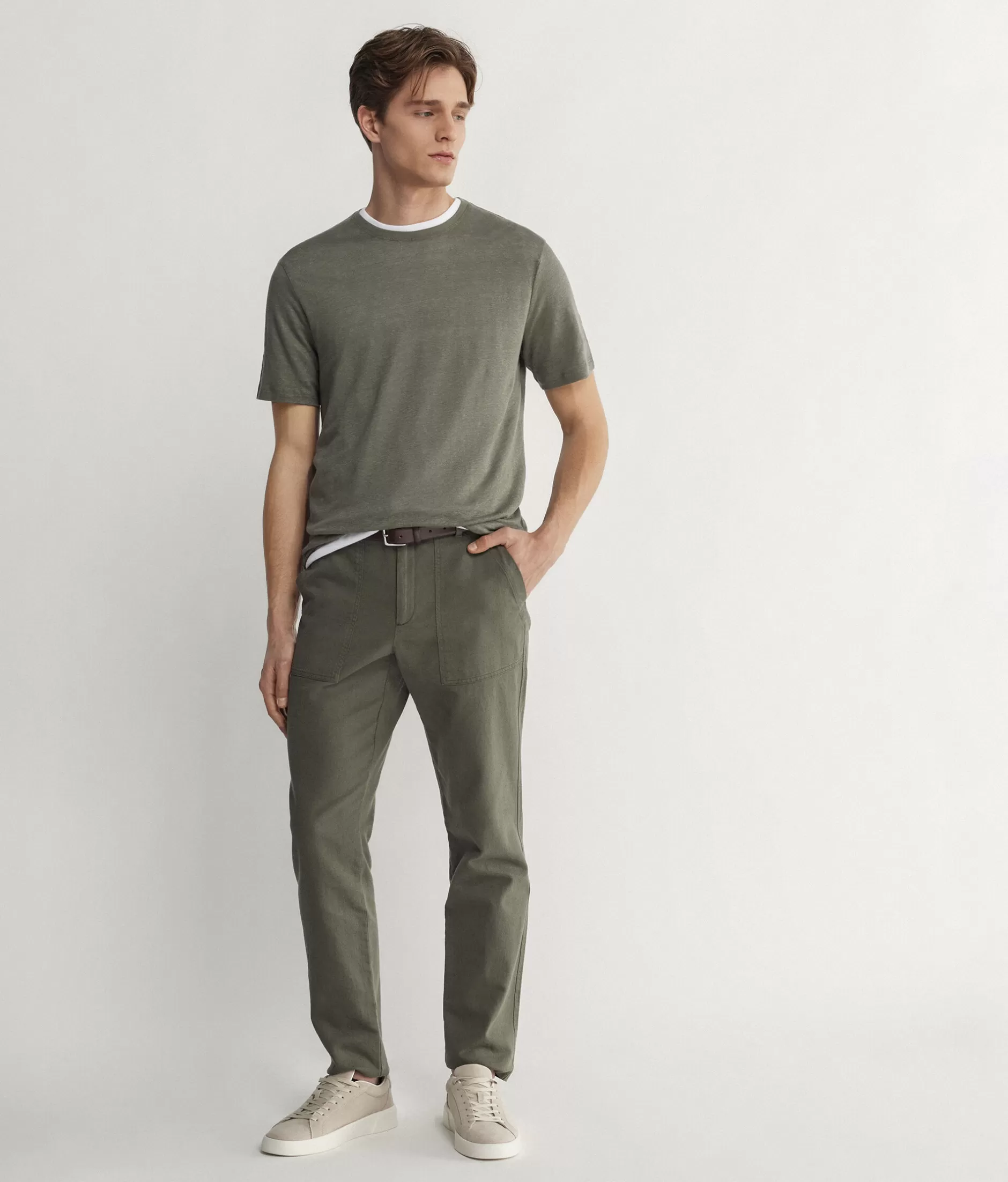 Sale Falconeri Linen T-Shirt green -8191 - military