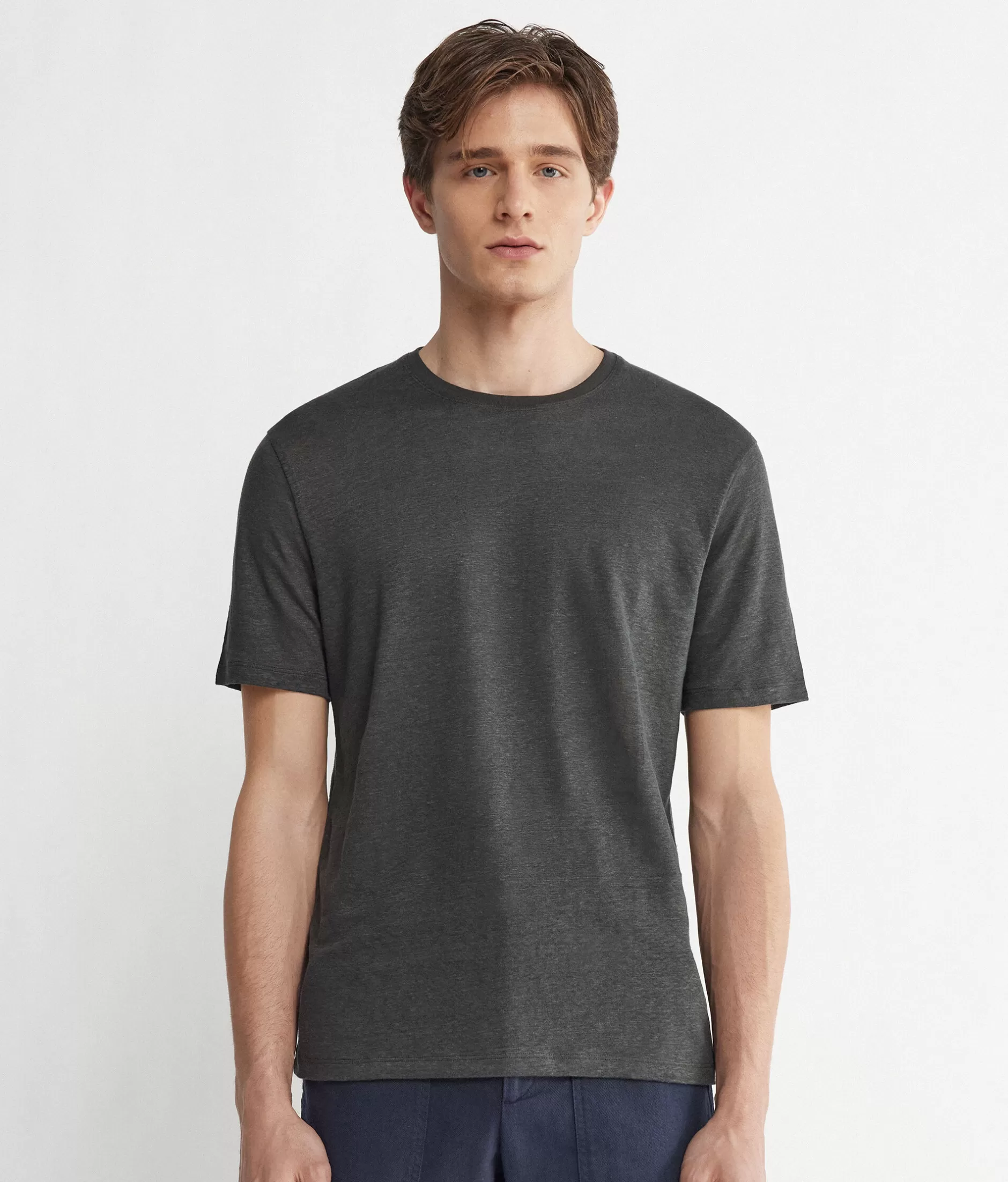 Best Sale Falconeri Linen T-Shirt dark grey -8275 - asphalt