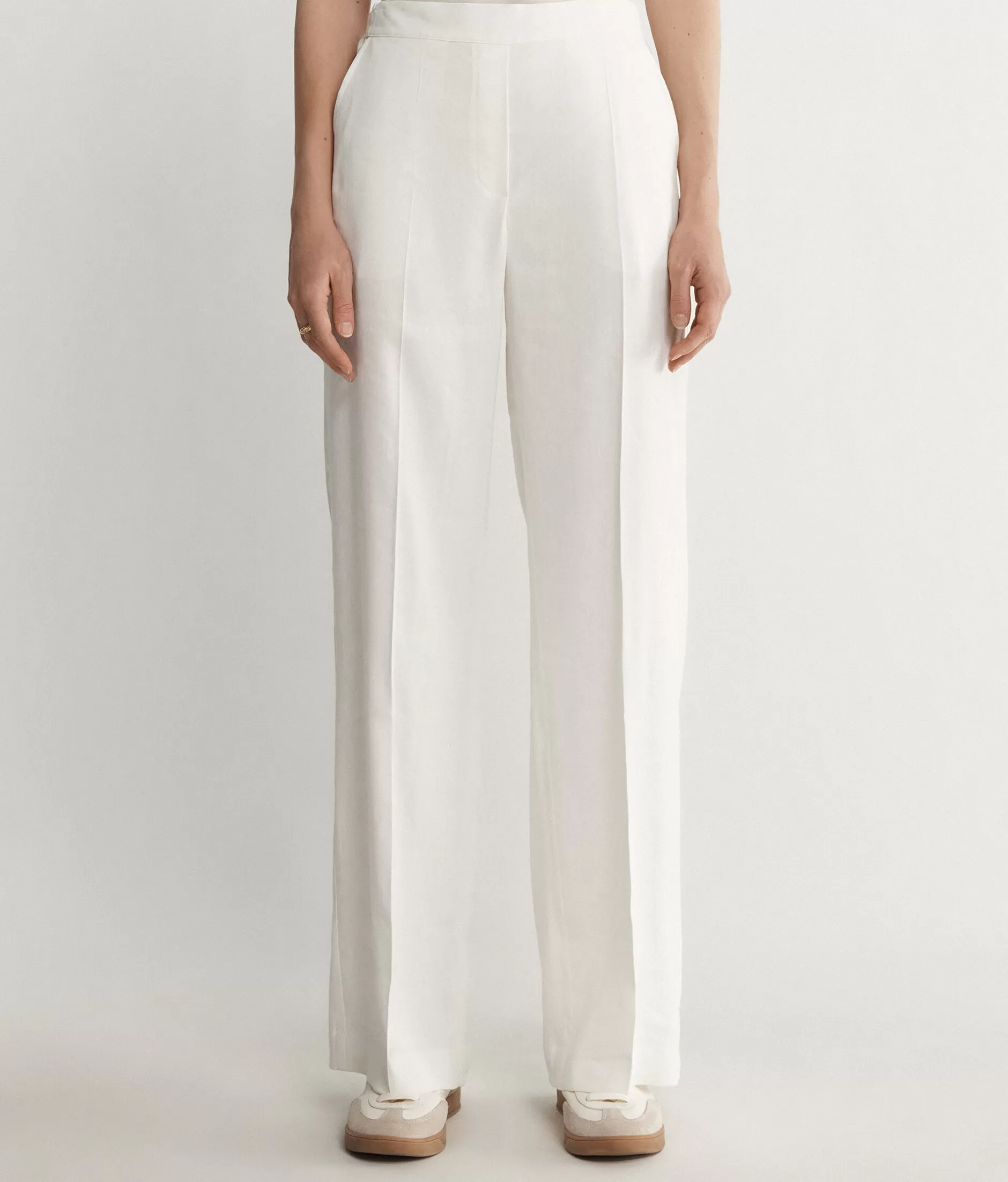 Fashion Falconeri Linen Viscose Palazzo Pants white -8078 - white