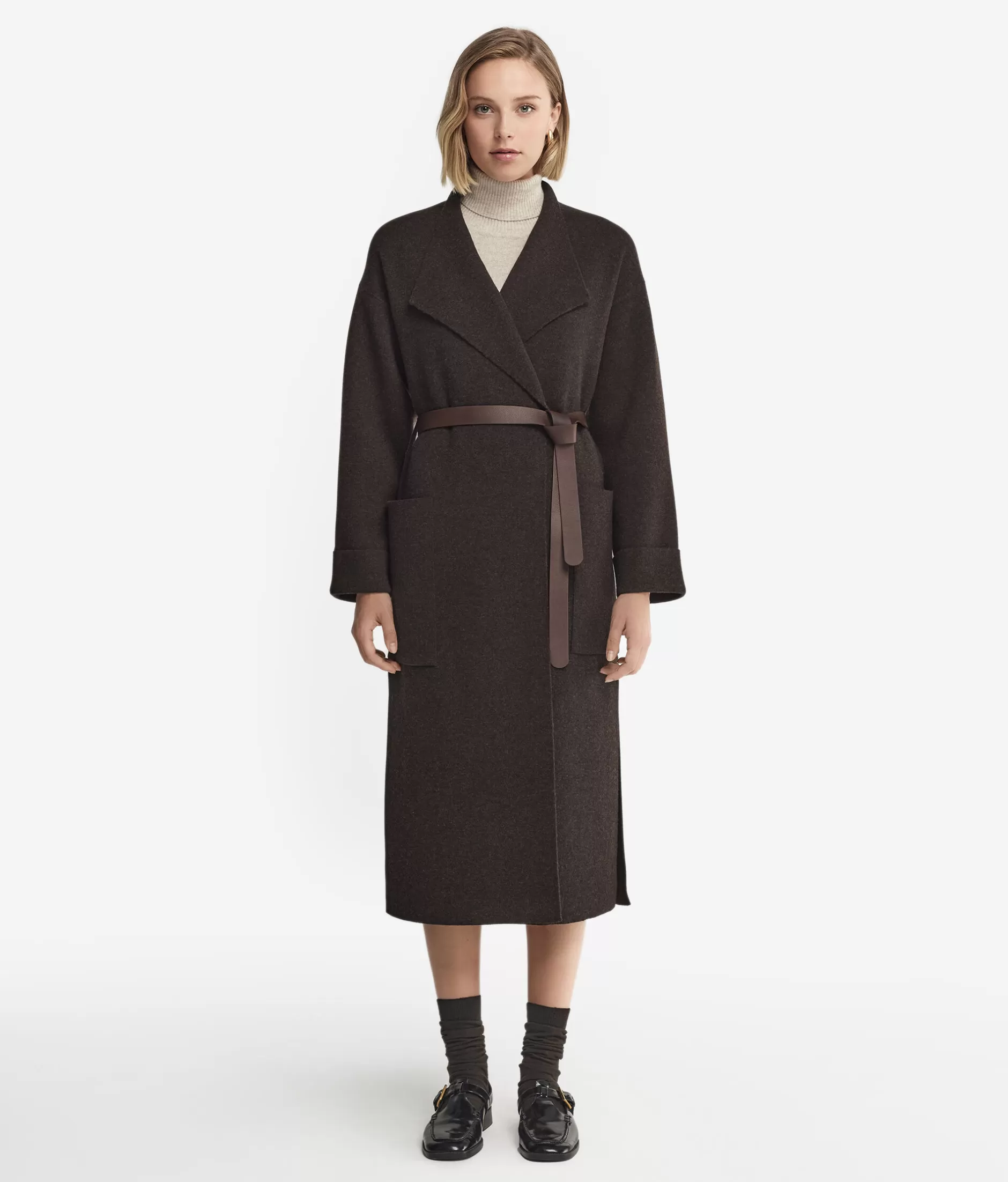 Clearance Falconeri Long Cashmere Coat With Slits natural -8051 - brown