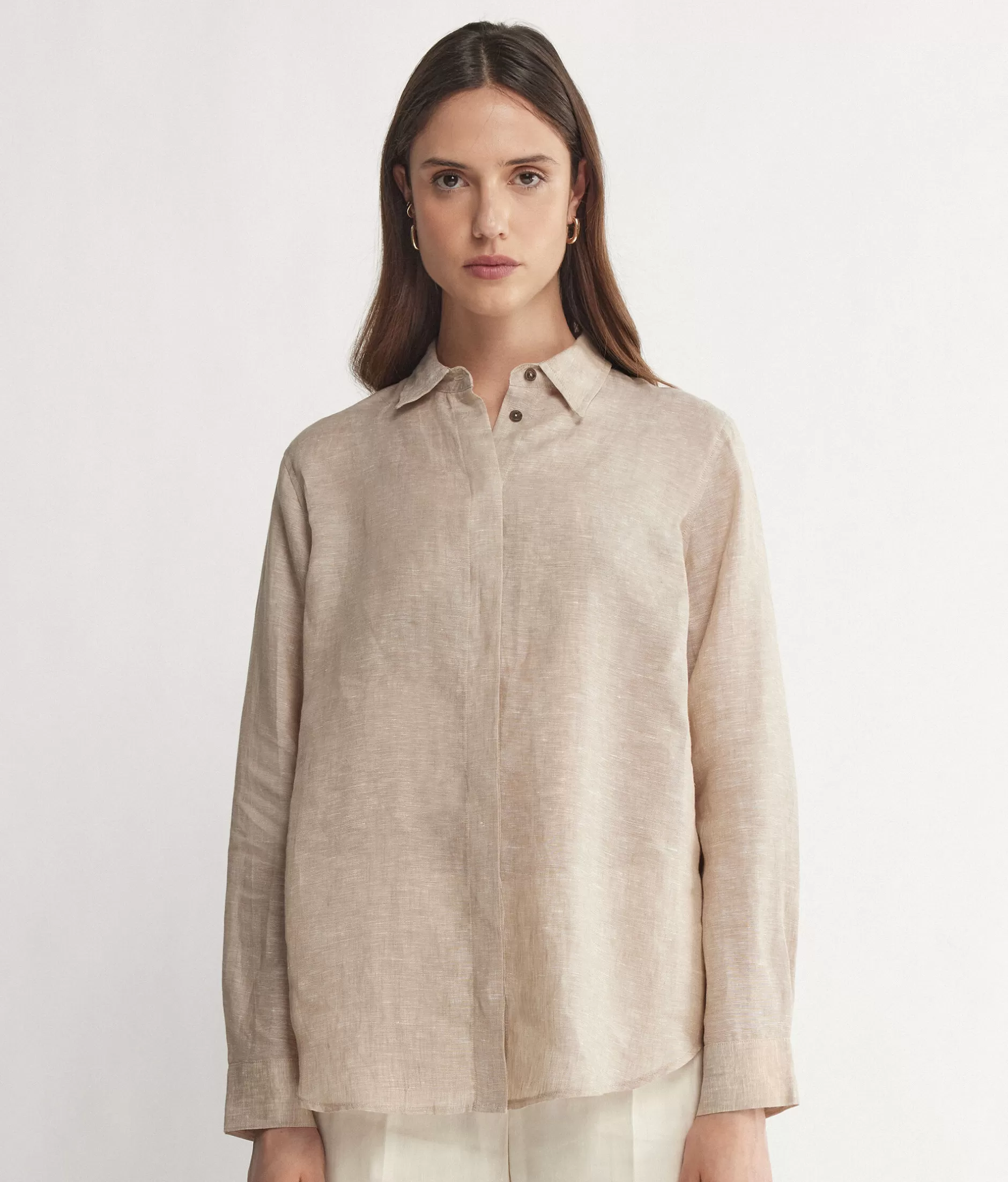 Sale Falconeri Long-Sleeve Linen Shirt natural -8182 - natural ecru