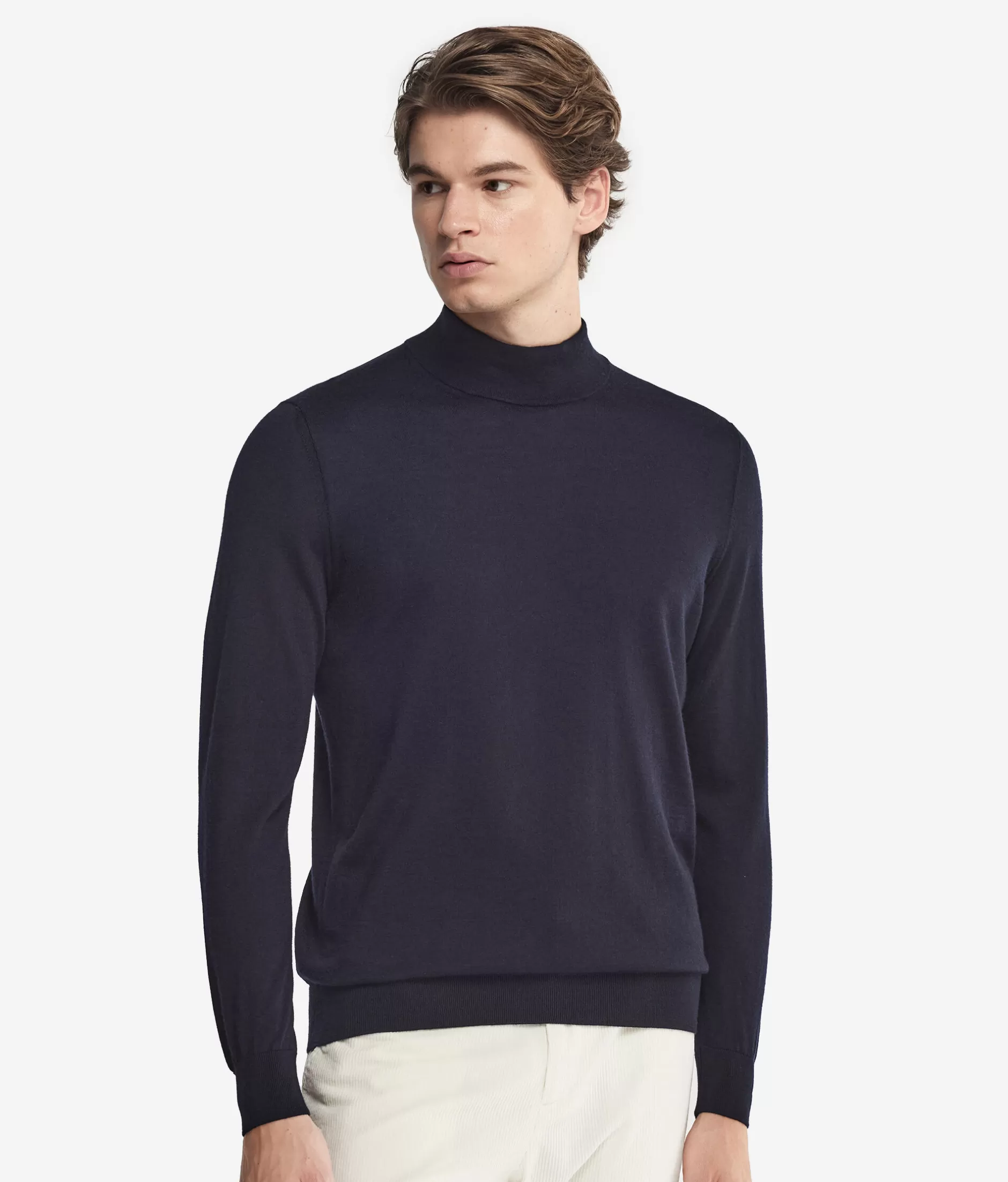 Best Sale Falconeri Long-Sleeved Cashmere Mock Sweater blue -9400 - navy blue