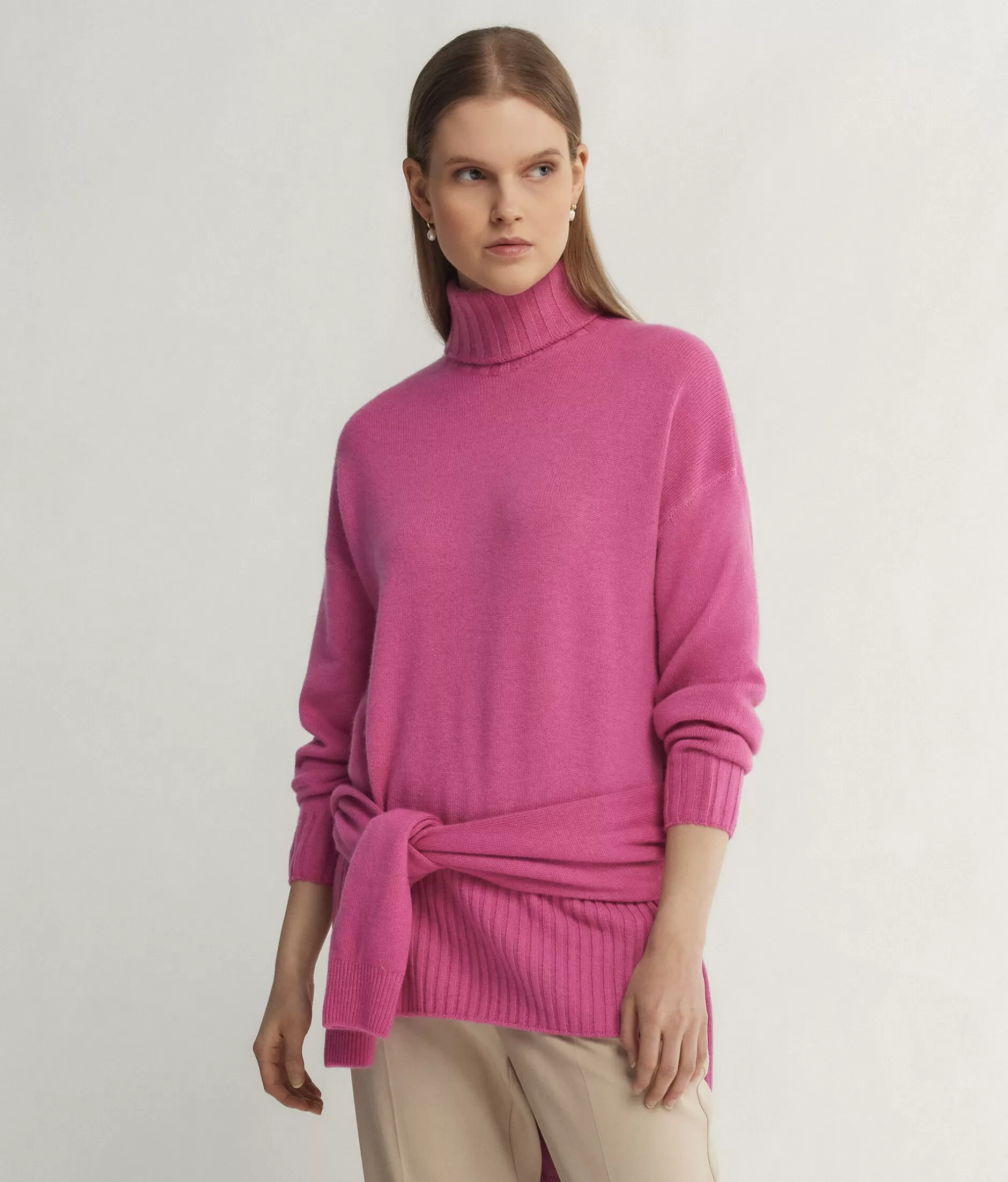 Flash Sale Falconeri Oversized Turtleneck Sweater In Ultrasoft Cashmere pink -8924 - garment-dyed rose delight